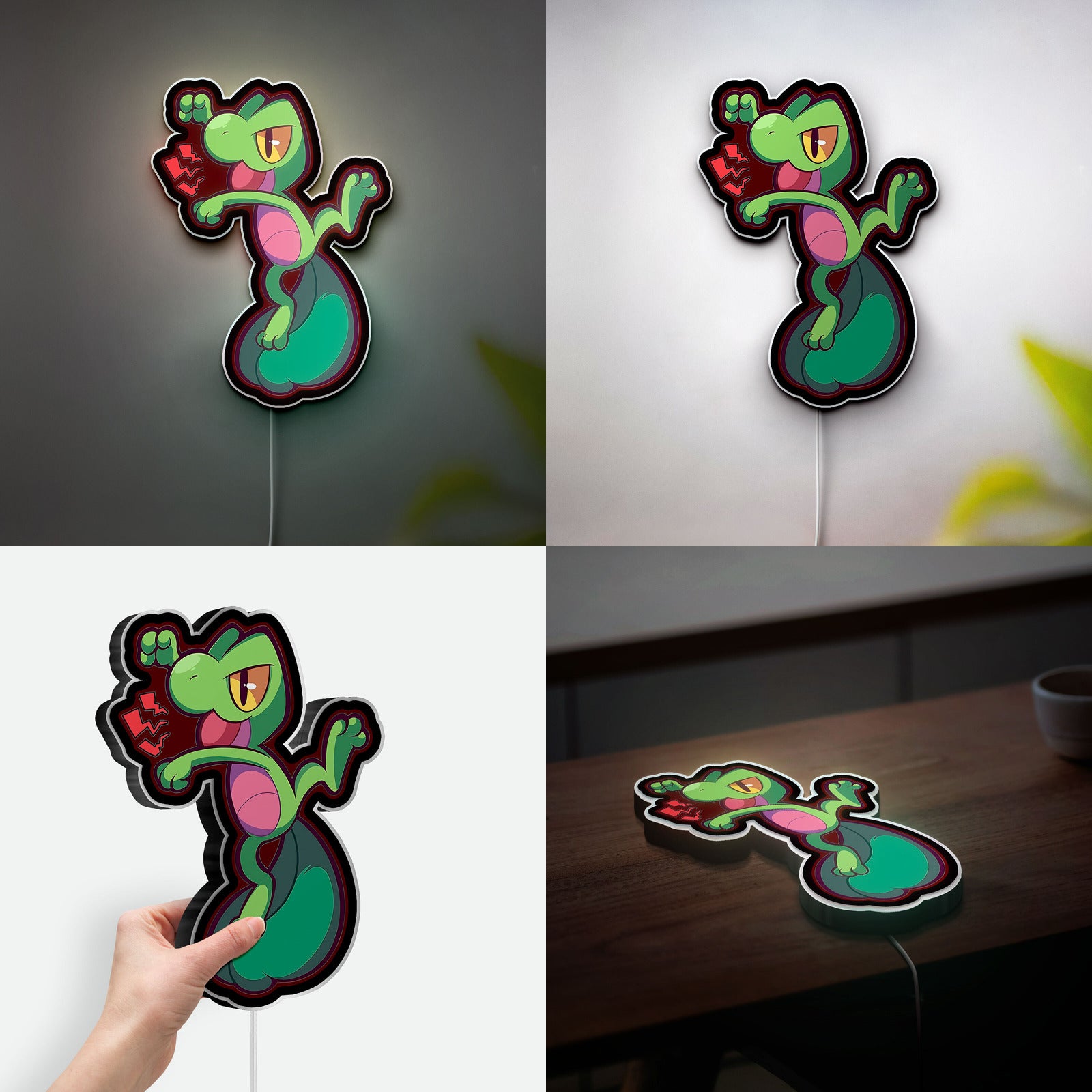 Treecko Pokémon 3D Light Box - ORAS Art Style LED Night Light, Anime Gaming Decor for Pokémon Mystery Dungeon Fans 