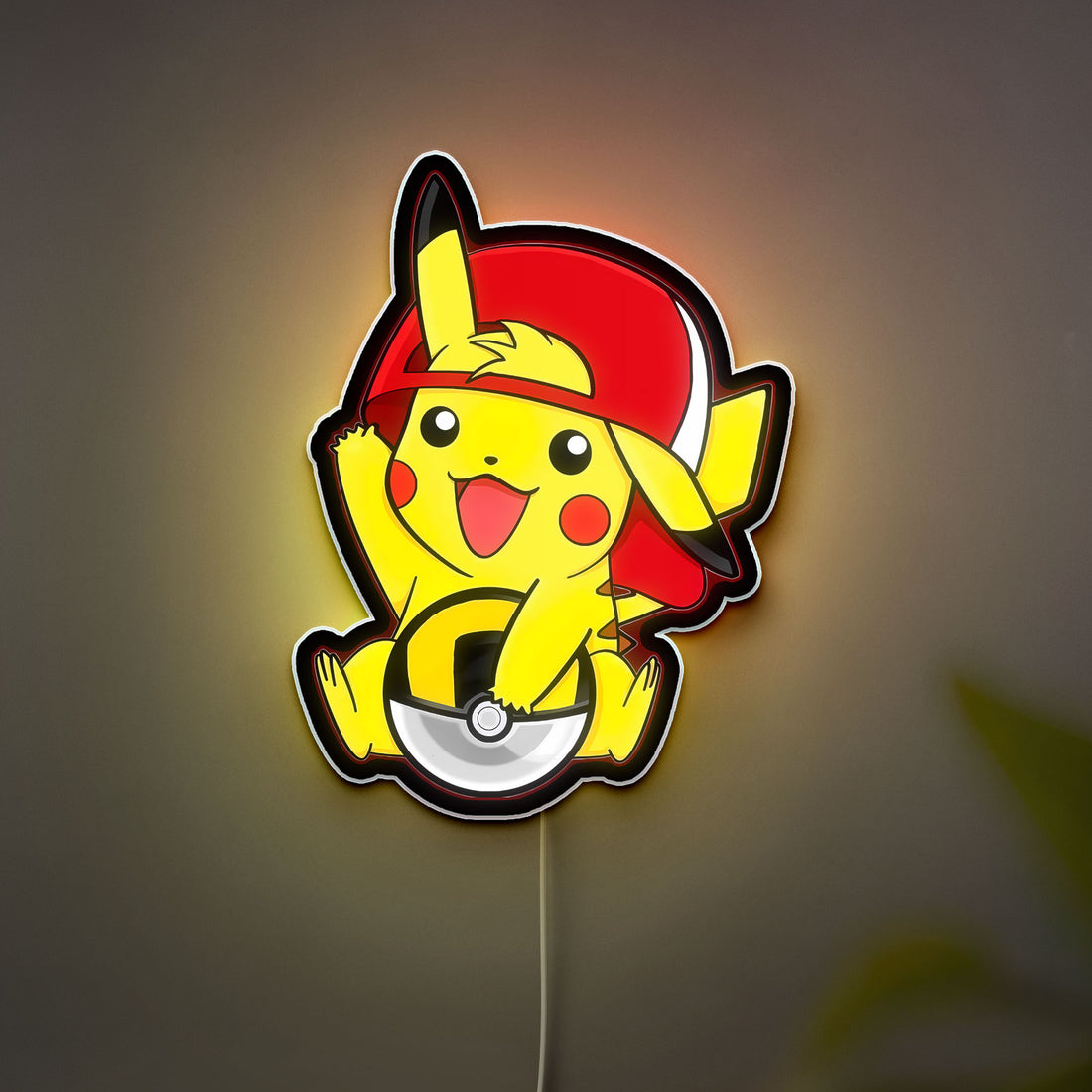 Ultra-Chu Pikachu 3D Light Box - Ash's Cap & Ultra Ball LED Night Light, Pokemon Decor for Fans & Kids Room 