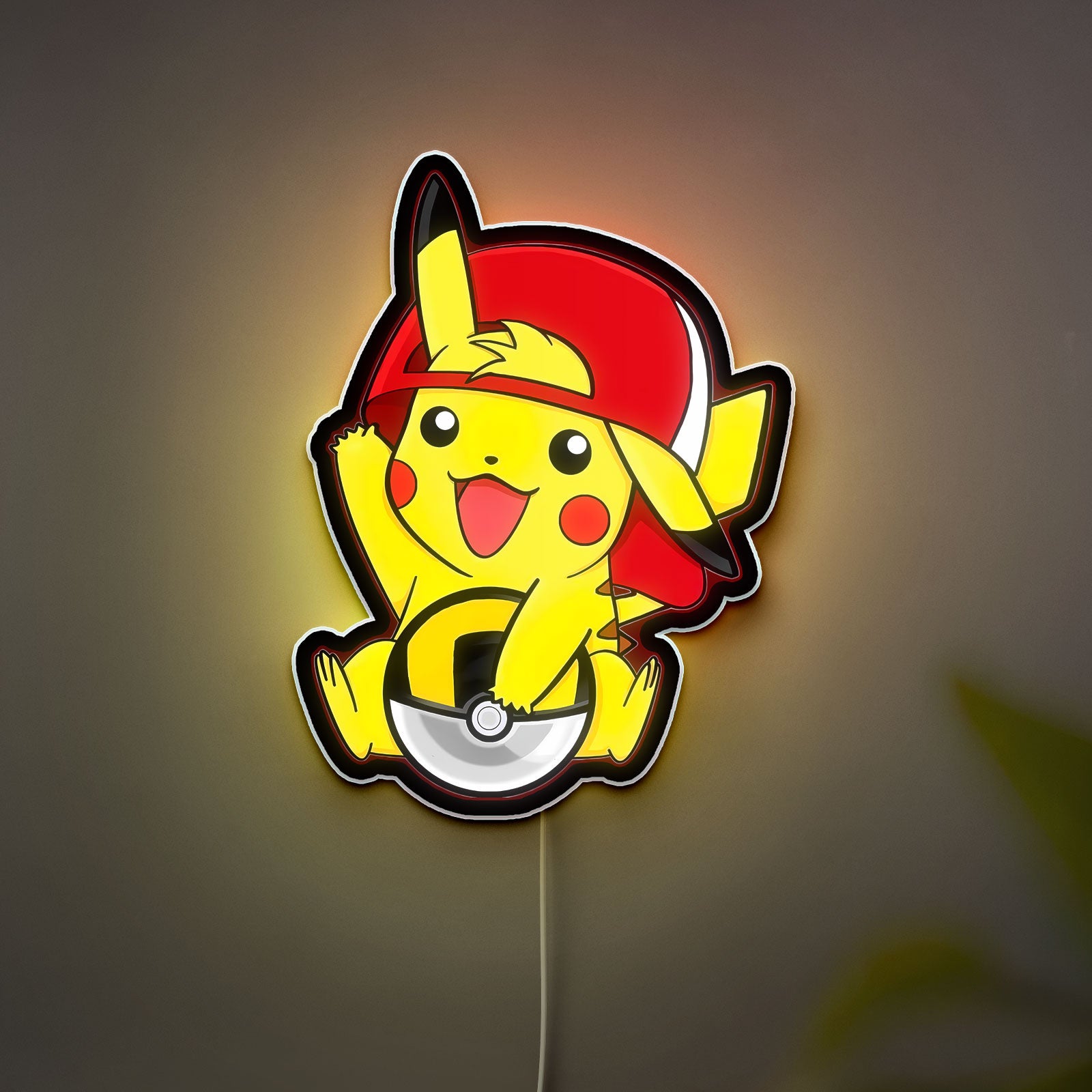 Ultra-Chu Pikachu 3D Light Box - Ash's Cap & Ultra Ball LED Night Light, Pokemon Decor for Fans & Kids Room 