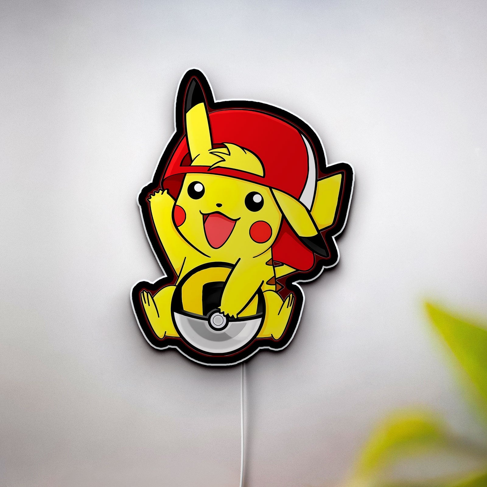 Ultra-Chu Pikachu 3D Light Box - Ash's Cap & Ultra Ball LED Night Light, Pokemon Decor for Fans & Kids Room 