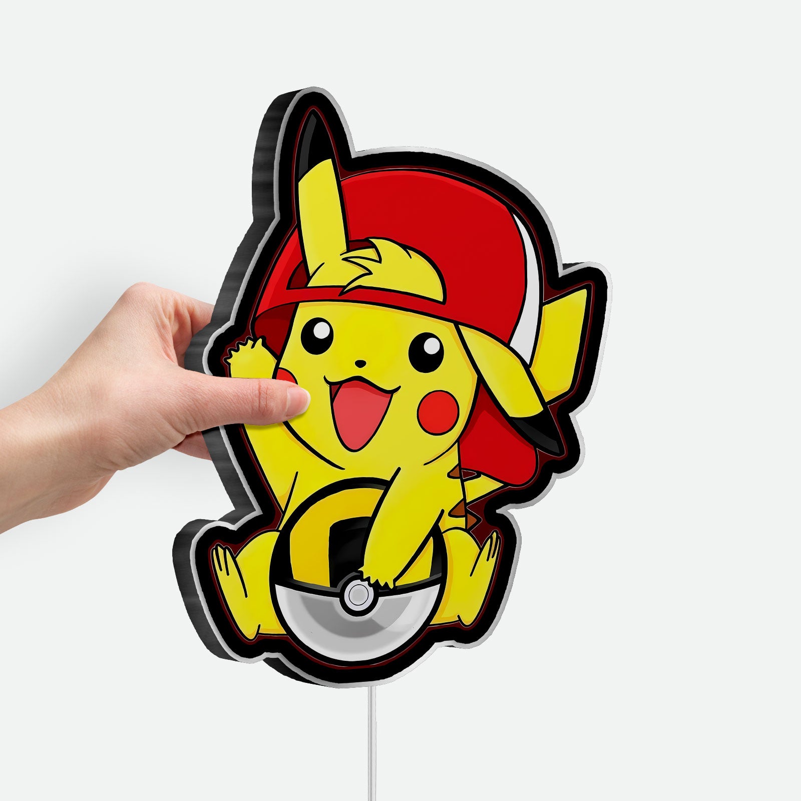 Ultra-Chu Pikachu 3D Light Box - Ash's Cap & Ultra Ball LED Night Light, Pokemon Decor for Fans & Kids Room 