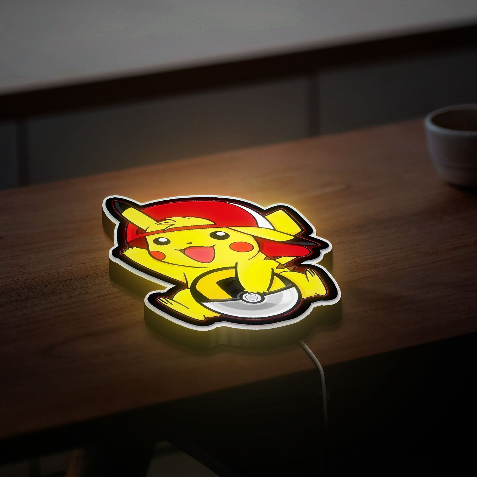 Ultra-Chu Pikachu 3D Light Box - Ash's Cap & Ultra Ball LED Night Light, Pokemon Decor for Fans & Kids Room 