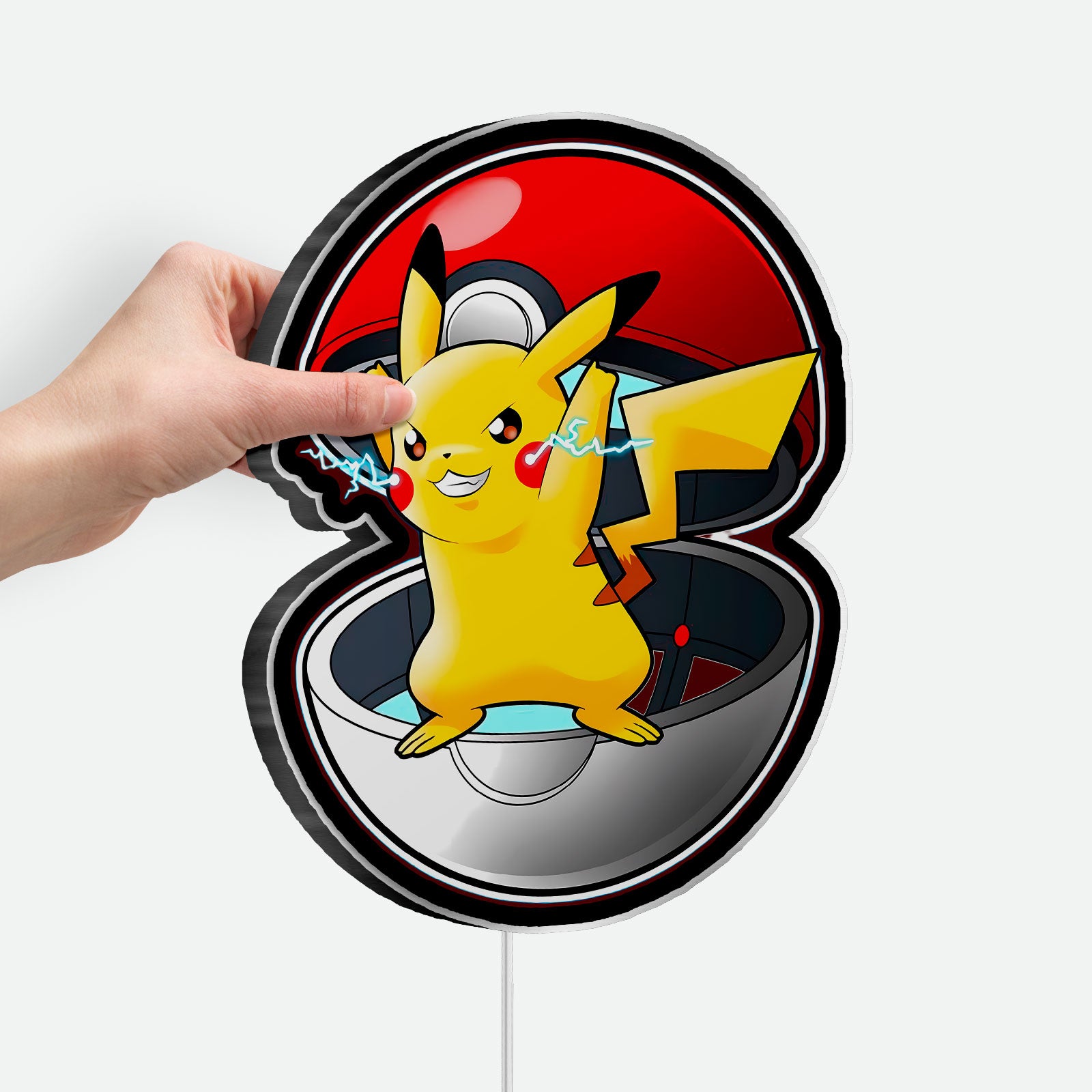 Pikachu with Pokeball 3D Light Box - Pokemon LED Night Light, Anime Character Decor for Gaming Room & Gift for Fans 