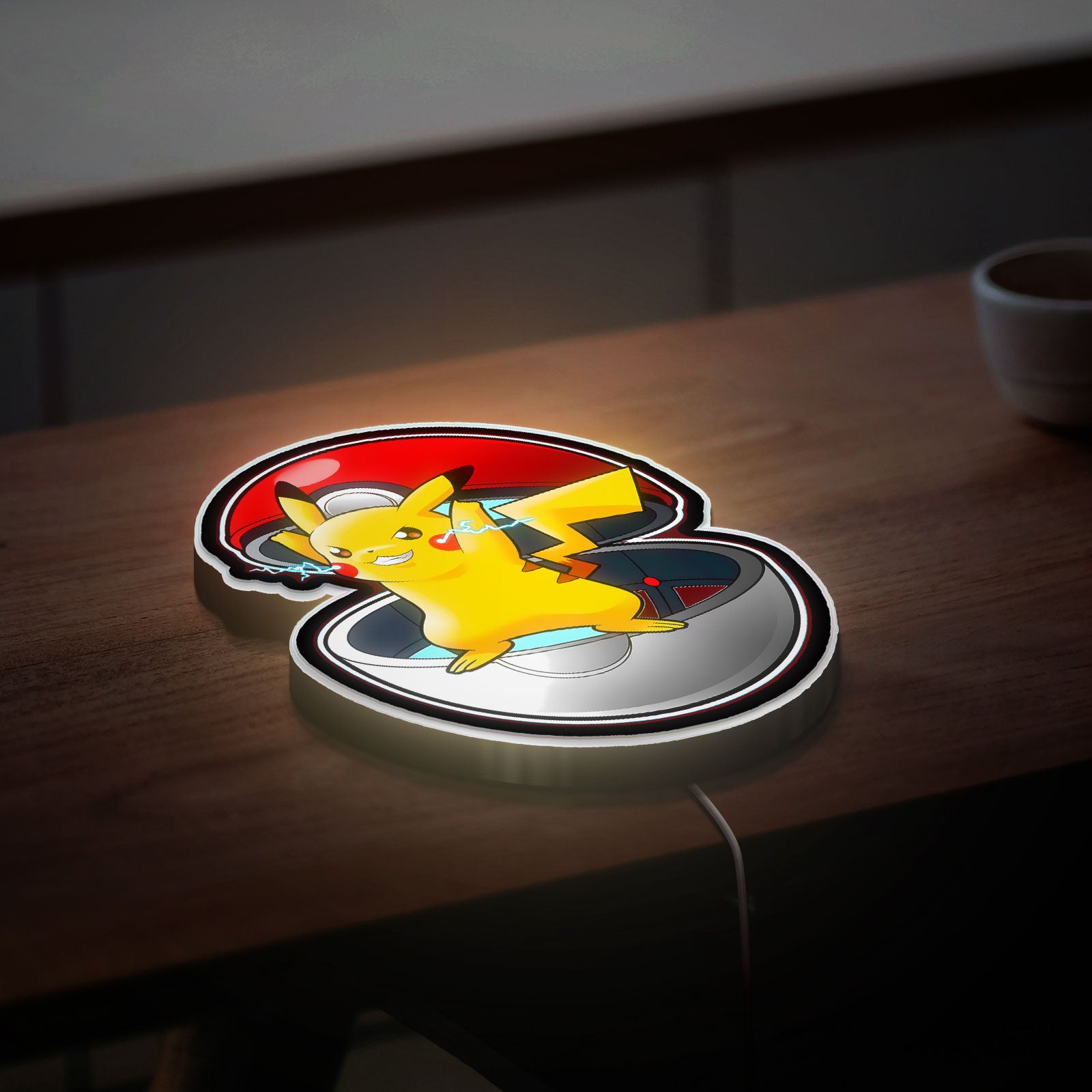 Pikachu with Pokeball 3D Light Box - Pokemon LED Night Light, Anime Character Decor for Gaming Room & Gift for Fans 