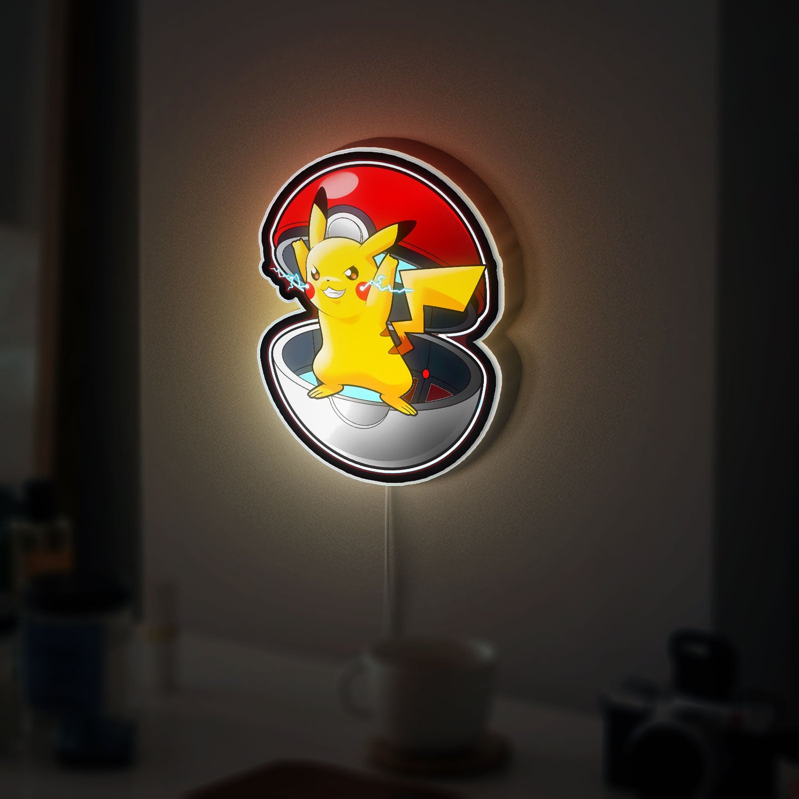 Pikachu with Pokeball 3D Light Box - Pokemon LED Night Light, Anime Character Decor for Gaming Room & Gift for Fans 