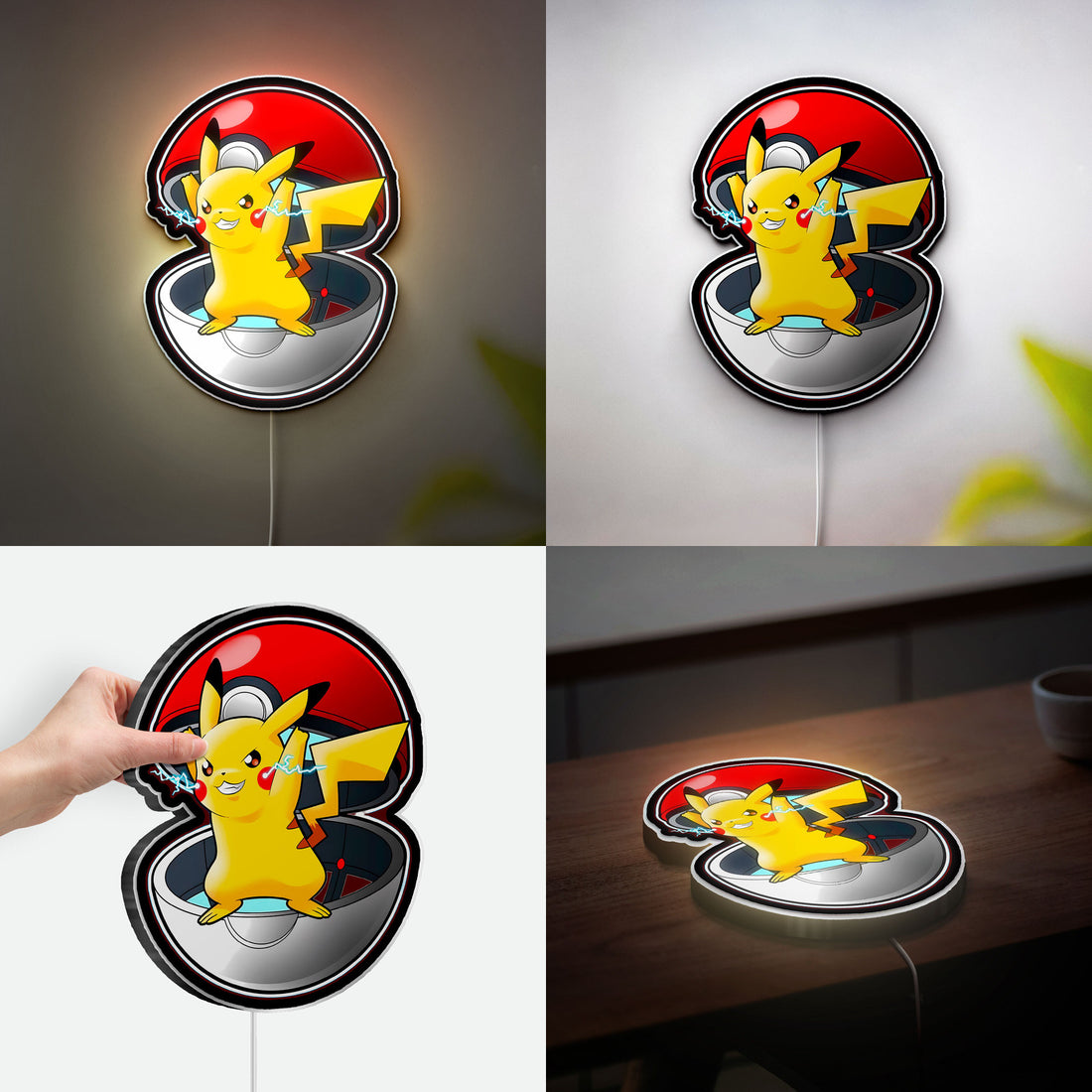 Pikachu with Pokeball 3D Light Box - Pokemon LED Night Light, Anime Character Decor for Gaming Room & Gift for Fans 