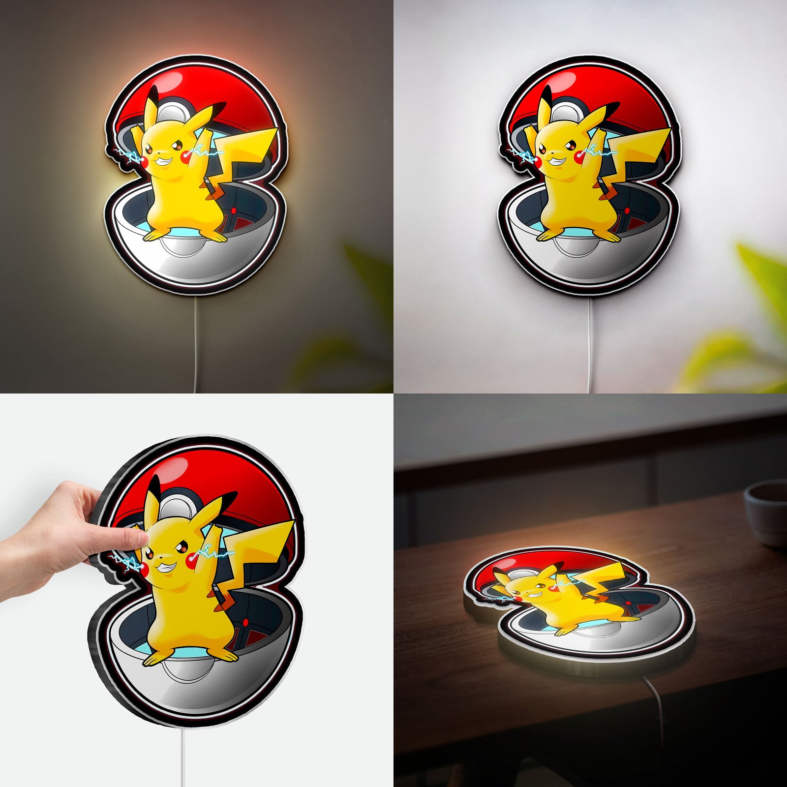 Pikachu with Pokeball 3D Light Box - Pokemon LED Night Light, Anime Character Decor for Gaming Room & Gift for Fans 