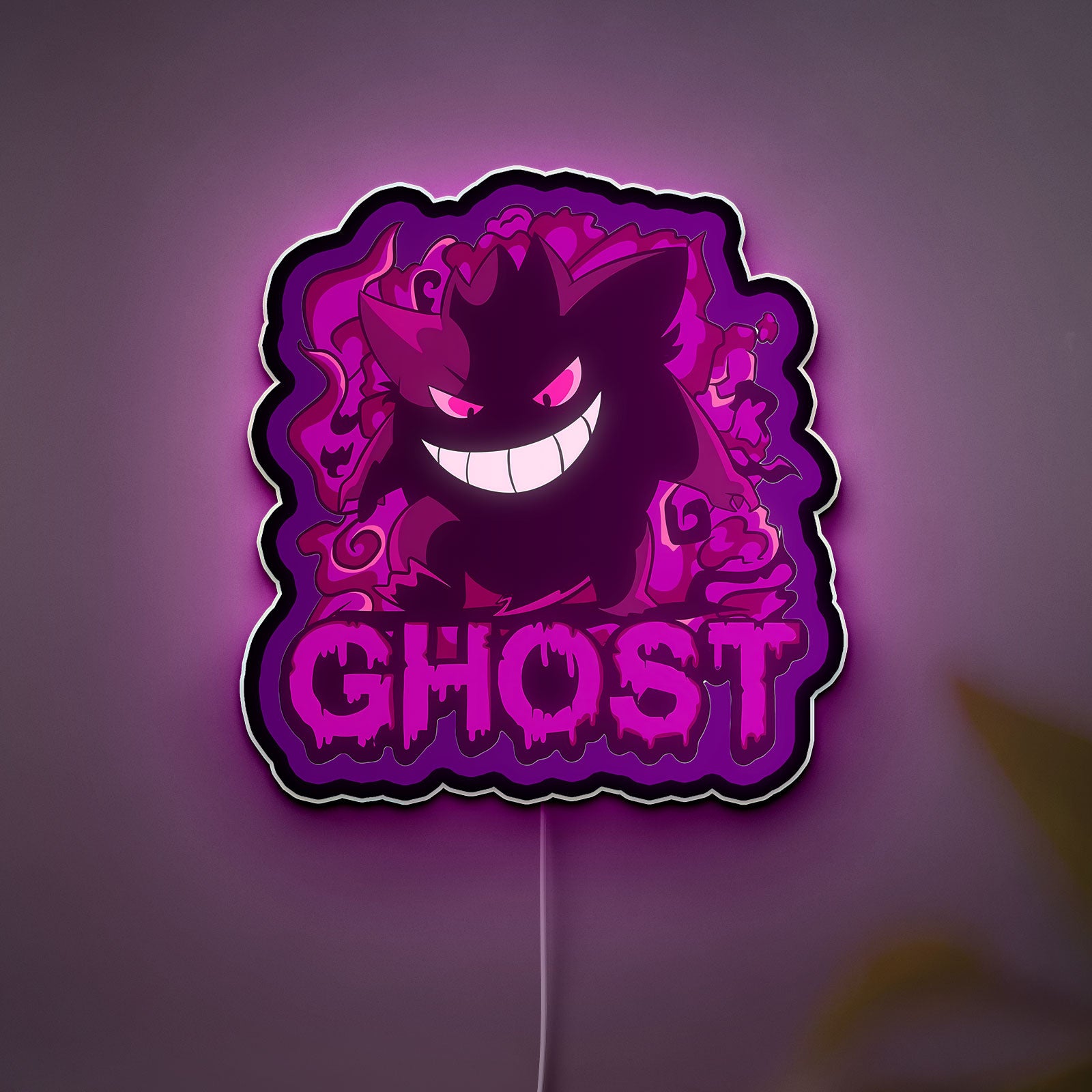 Ghost Pokemon 3D Light Box - Spooky Cute LED Night Light, Anime Character Decor for Gamers & Pokemon Fans 