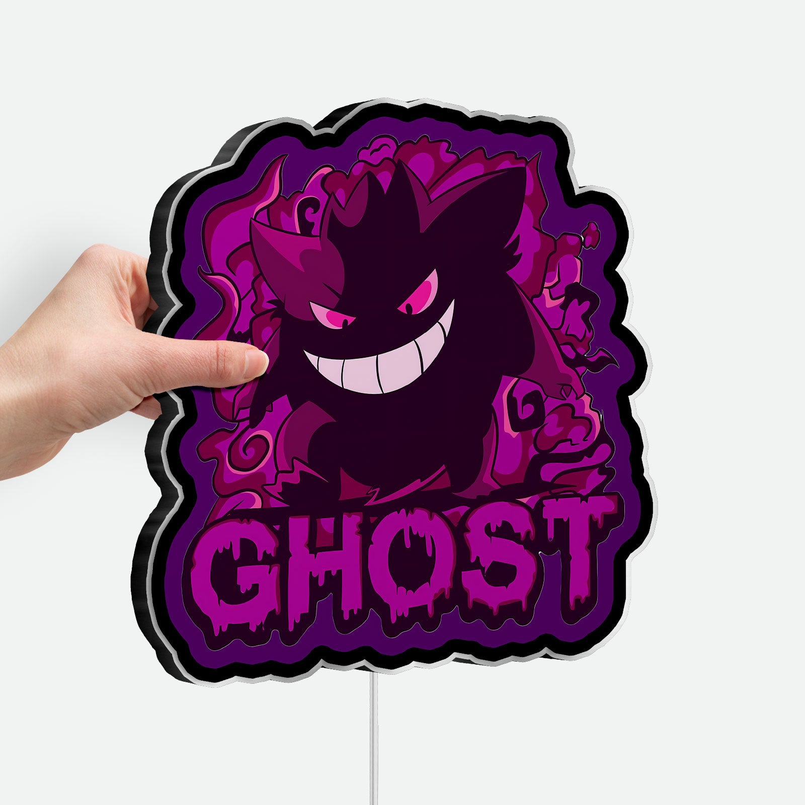 Ghost Pokemon 3D Light Box - Spooky Cute LED Night Light, Anime Character Decor for Gamers & Pokemon Fans 