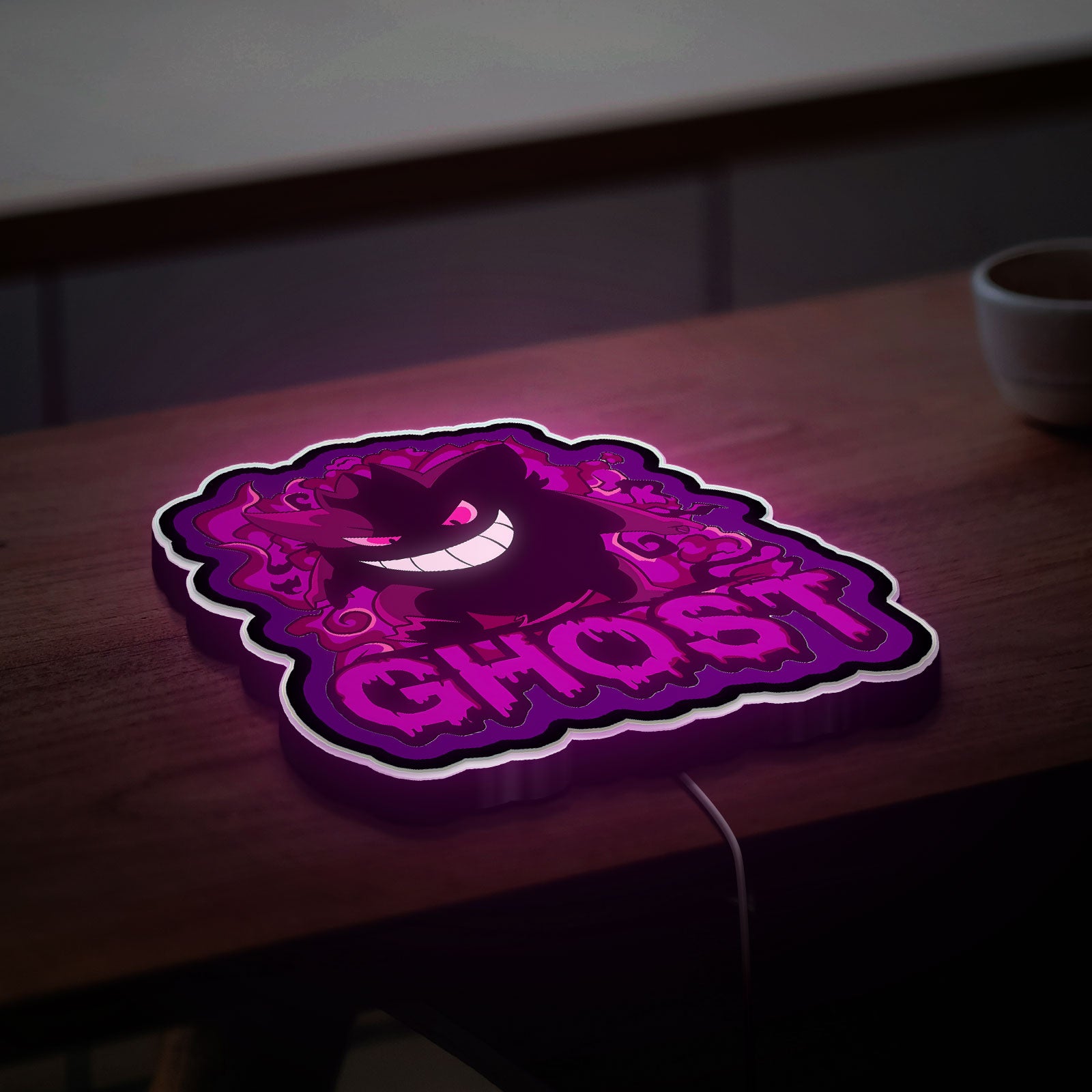 Ghost Pokemon 3D Light Box - Spooky Cute LED Night Light, Anime Character Decor for Gamers & Pokemon Fans 