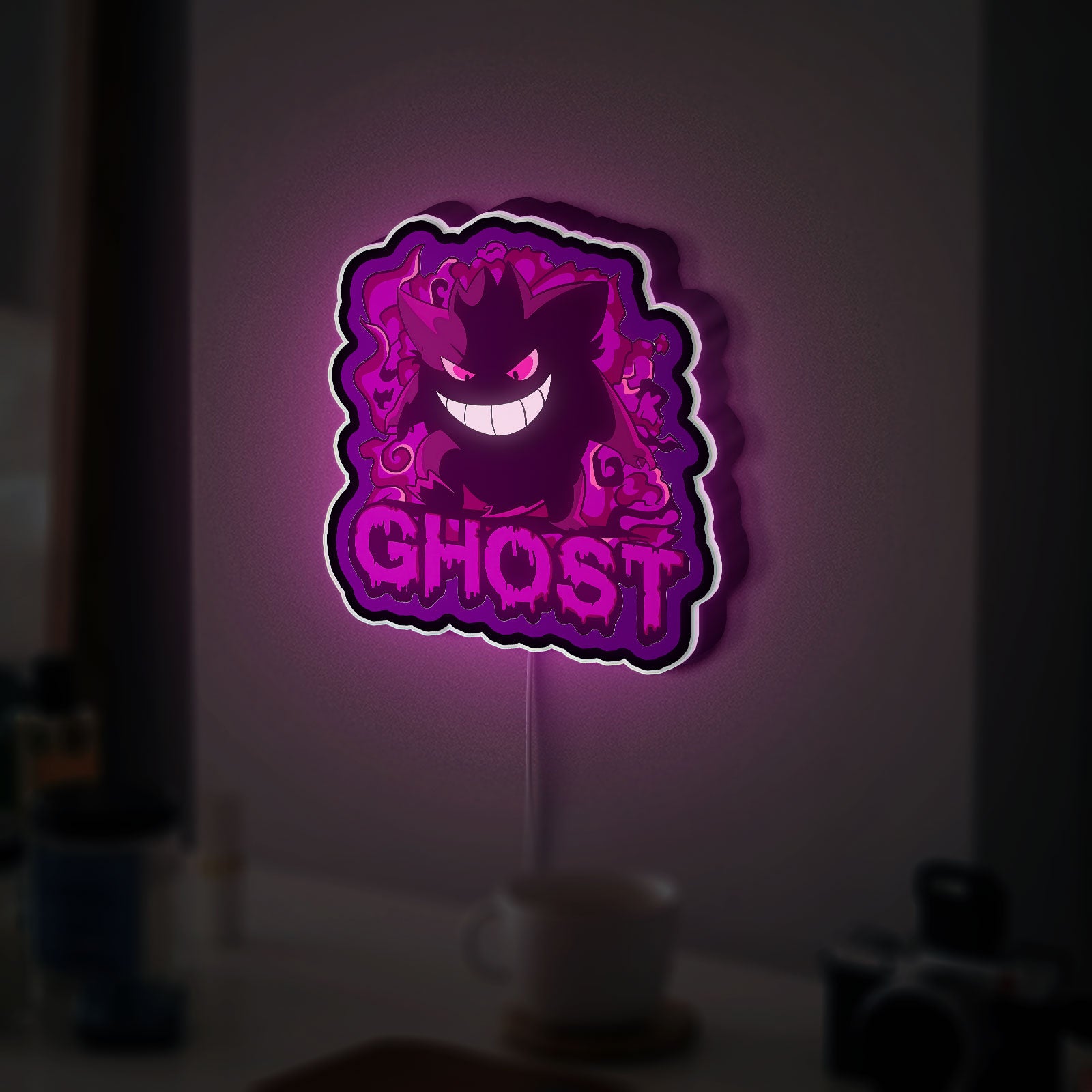 Ghost Pokemon 3D Light Box - Spooky Cute LED Night Light, Anime Character Decor for Gamers & Pokemon Fans 
