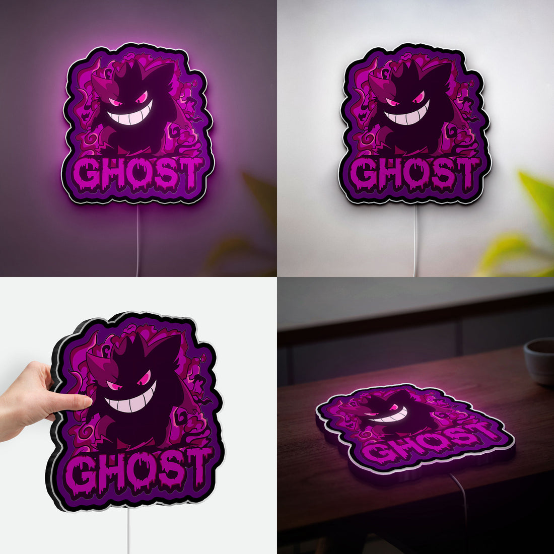 Ghost Pokemon 3D Light Box - Spooky Cute LED Night Light, Anime Character Decor for Gamers & Pokemon Fans 