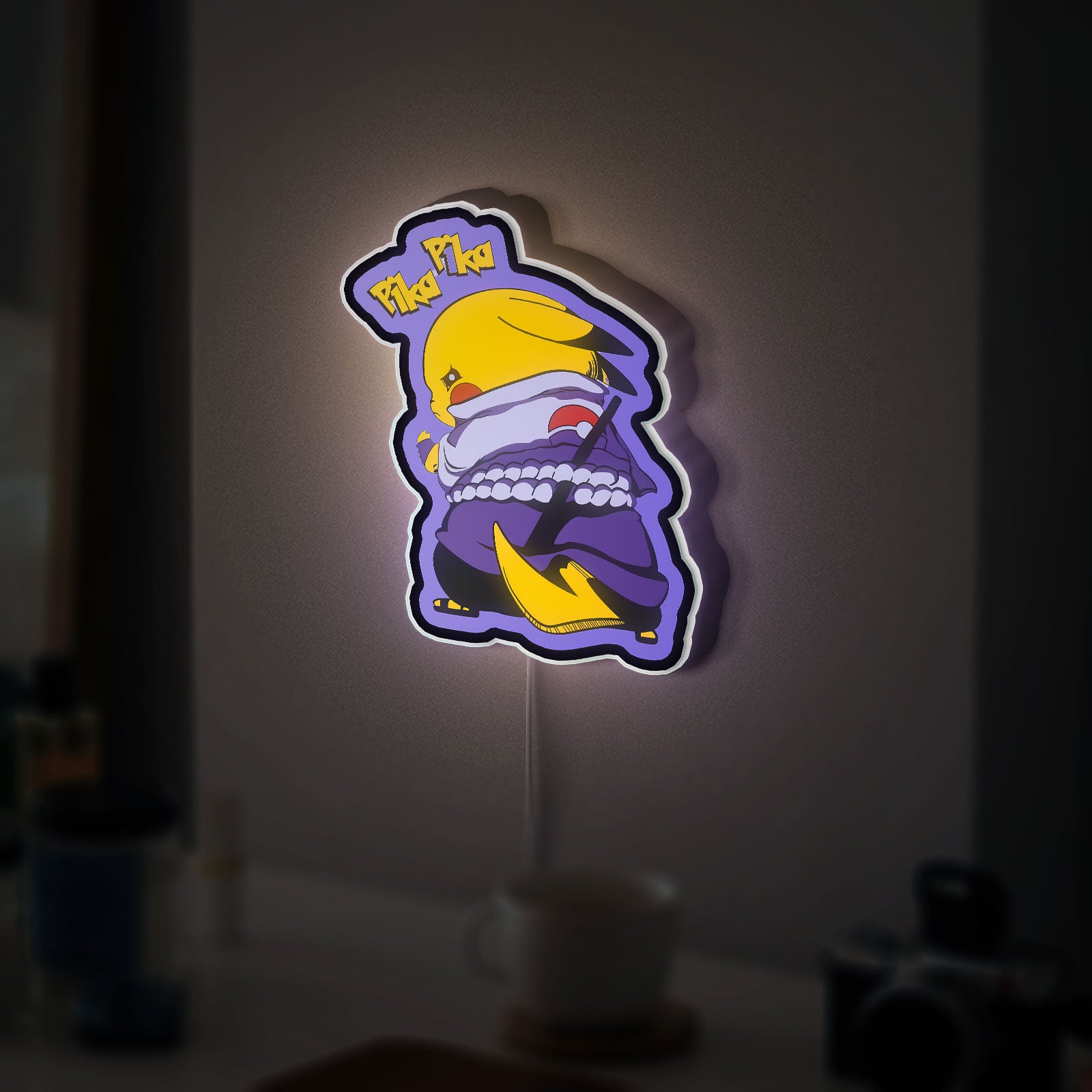 Pikachu x Sasuke 3D Light Box - Anime Crossover LED Night Light, Pokemon Naruto Fusion Decor for Otaku Fans 