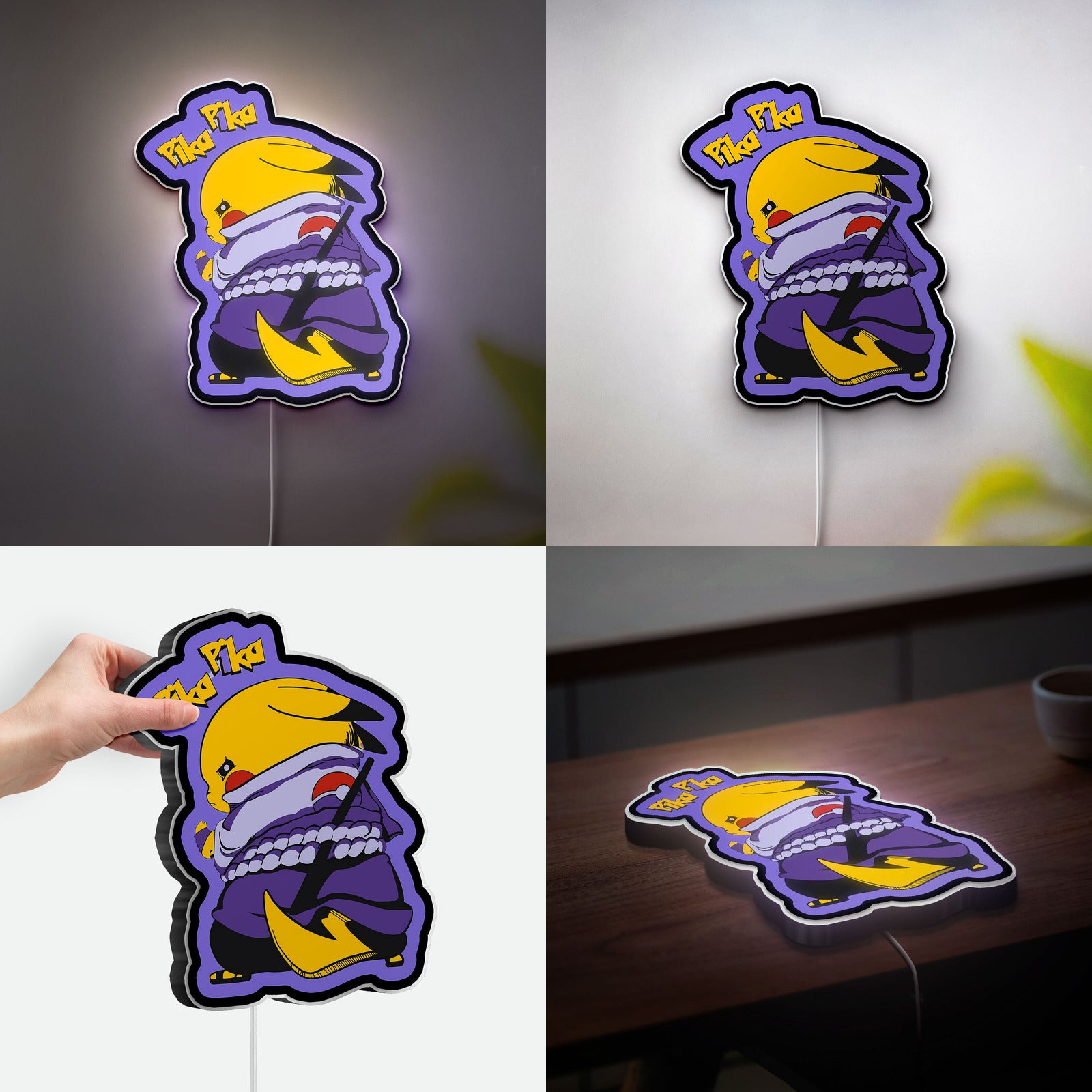 Pikachu x Sasuke 3D Light Box - Anime Crossover LED Night Light, Pokemon Naruto Fusion Decor for Otaku Fans 