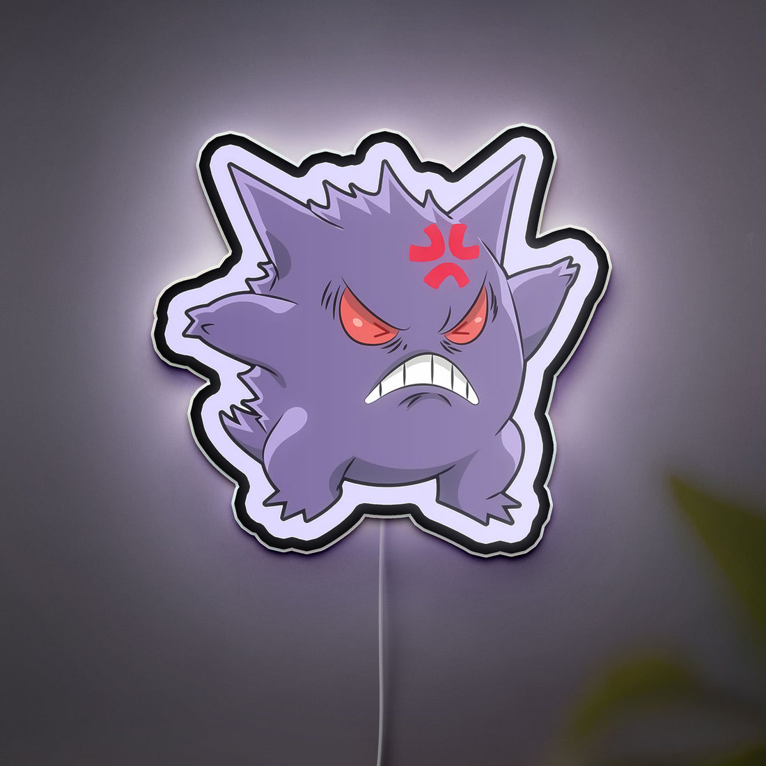 Angry Gengar 3D Light Box - Glowing Pokemon LED Night Light, Spooky Ghost Decor for Anime & Gaming Fans 