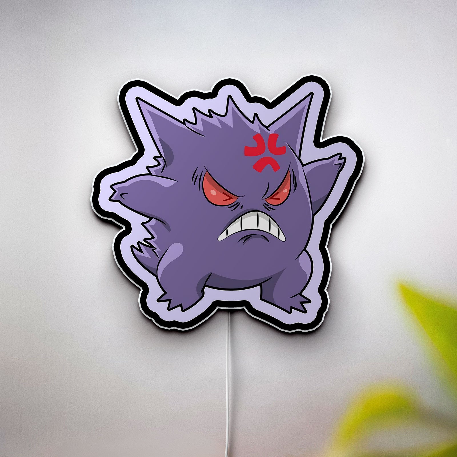 Angry Gengar 3D Light Box - Glowing Pokemon LED Night Light, Spooky Ghost Decor for Anime & Gaming Fans 
