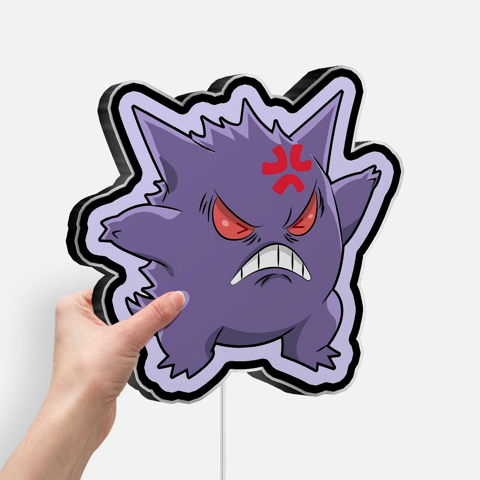 Angry Gengar 3D Light Box - Glowing Pokemon LED Night Light, Spooky Ghost Decor for Anime & Gaming Fans 