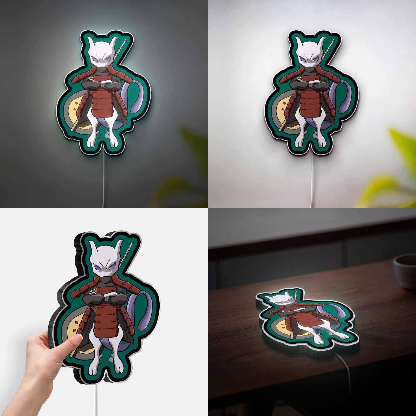 Mewdara 3D Light Box - Pokemon & Naruto Fusion LED Night Light, Anime Crossover Decor for Gamers & Otaku Fans
