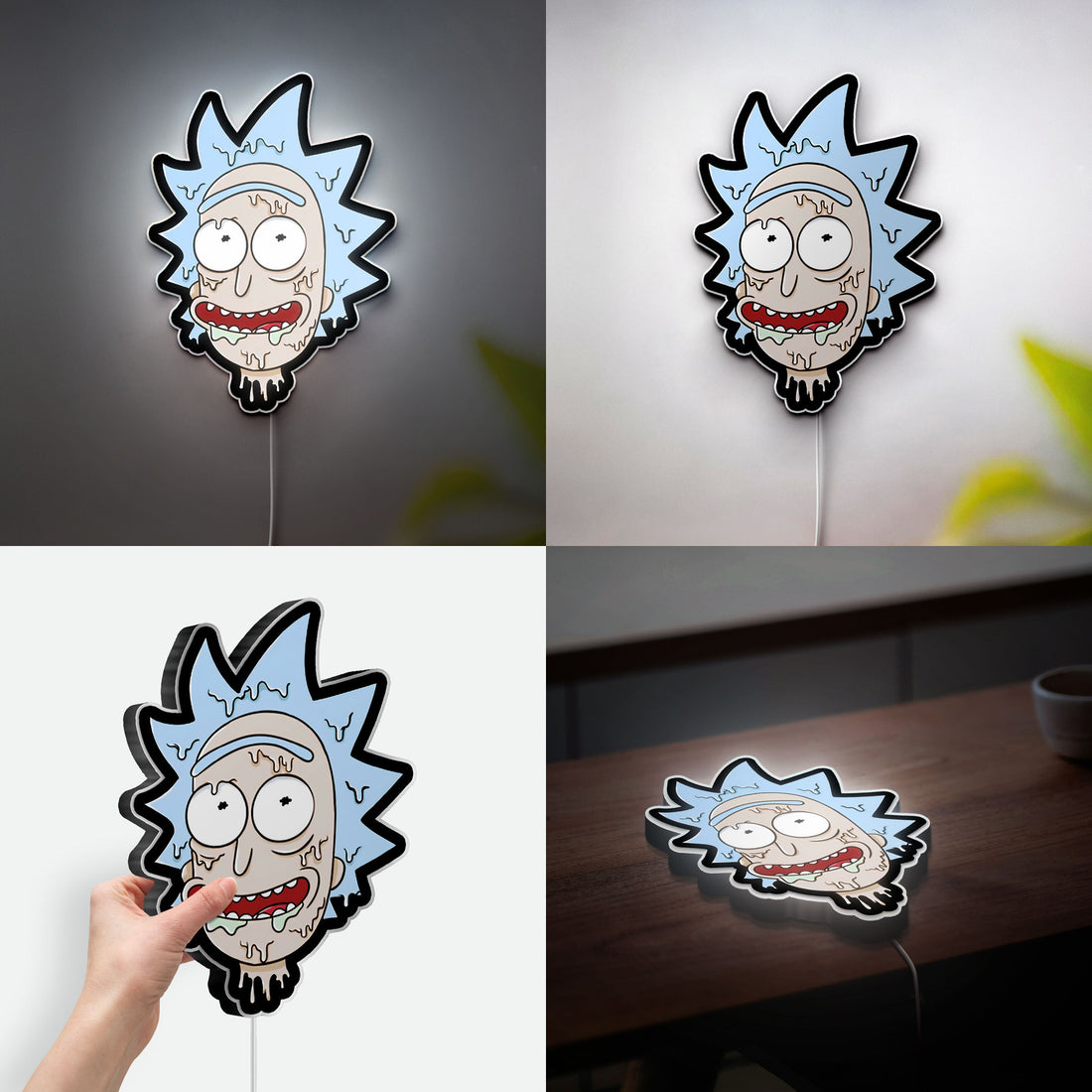 Rick and Morty Glow Light - Cartoon LED Wall Decor, Adult Swim Night Lamp, Sci-Fi Fan Gif
