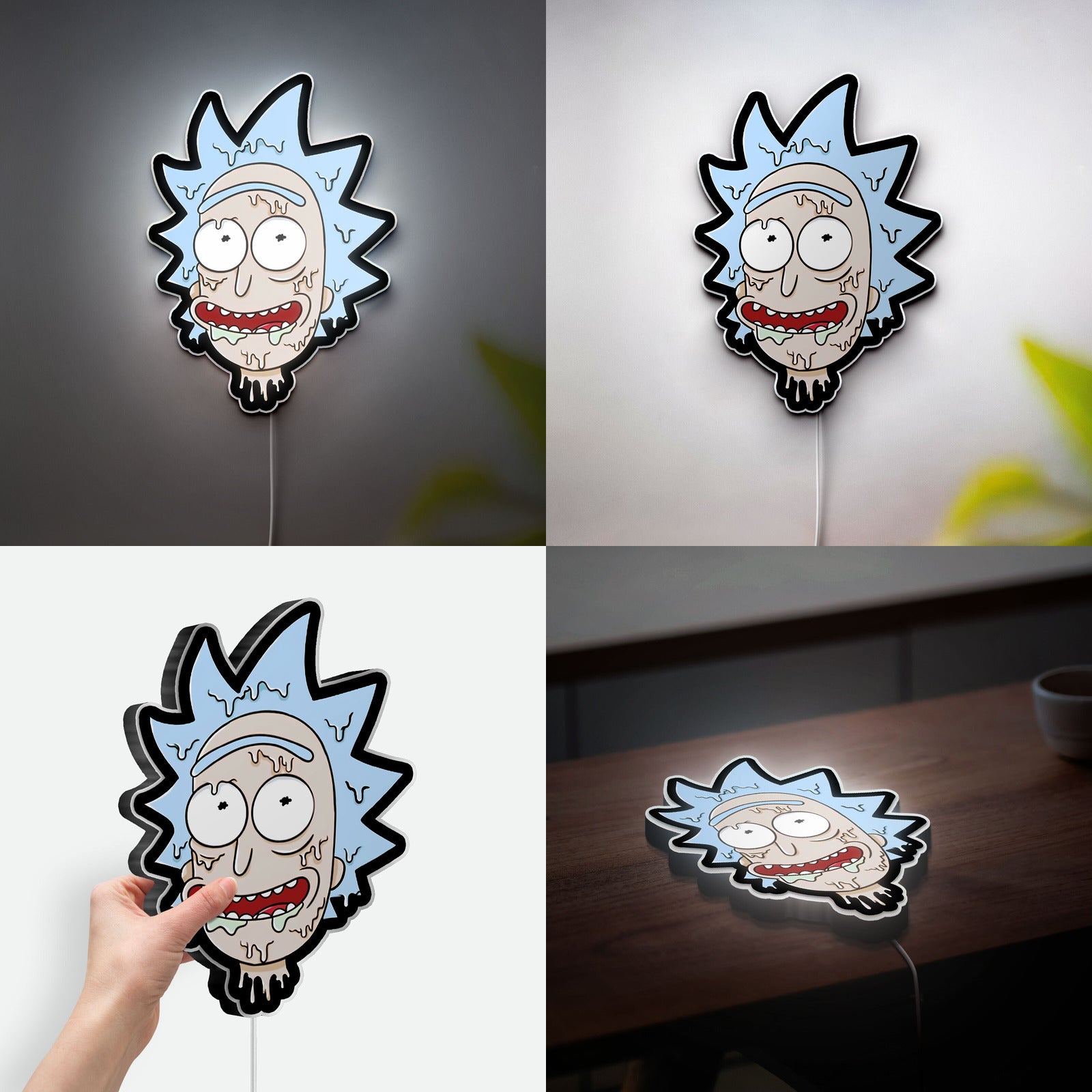 Rick and Morty Glow Light - Cartoon LED Wall Decor, Adult Swim Night Lamp, Sci-Fi Fan Gif
