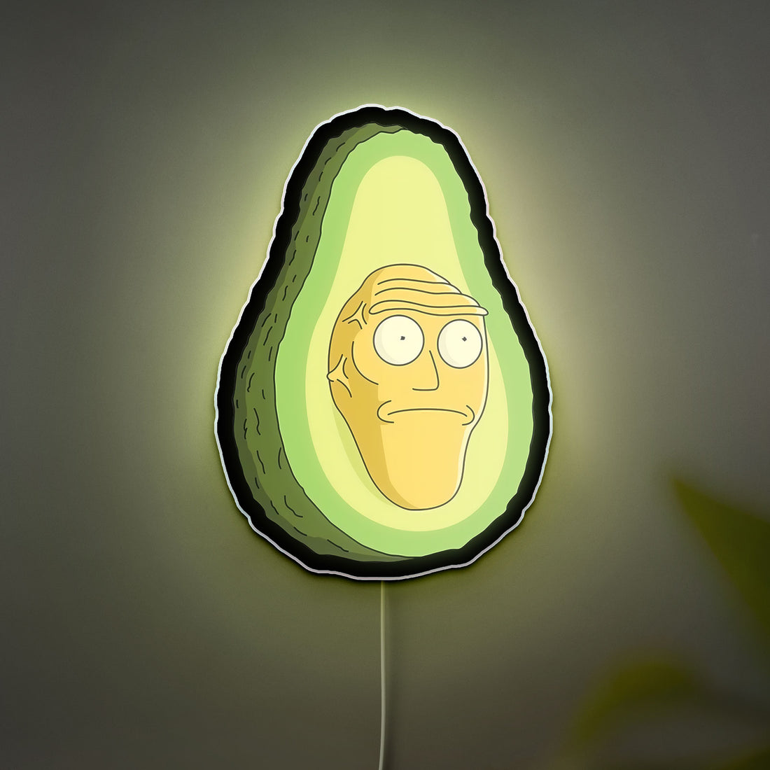 Avocado Rick LED Light - Rick and Morty Glow Art, Funny Cartoon Night Light, Unique Gift for Fans with Humorous Design 