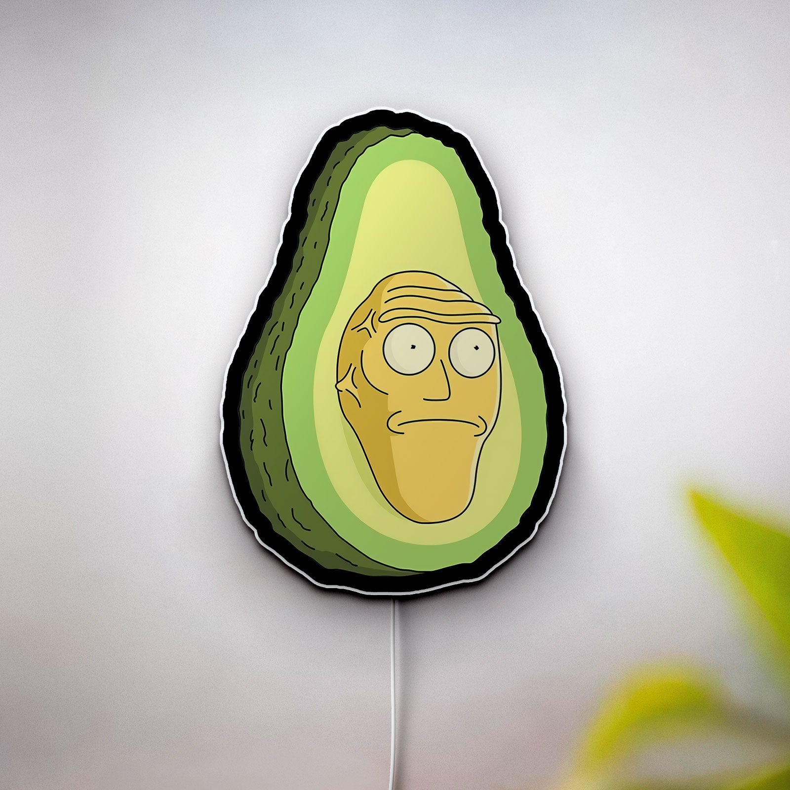 Avocado Rick LED Light - Rick and Morty Glow Art, Funny Cartoon Night Light, Unique Gift for Fans with Humorous Design 