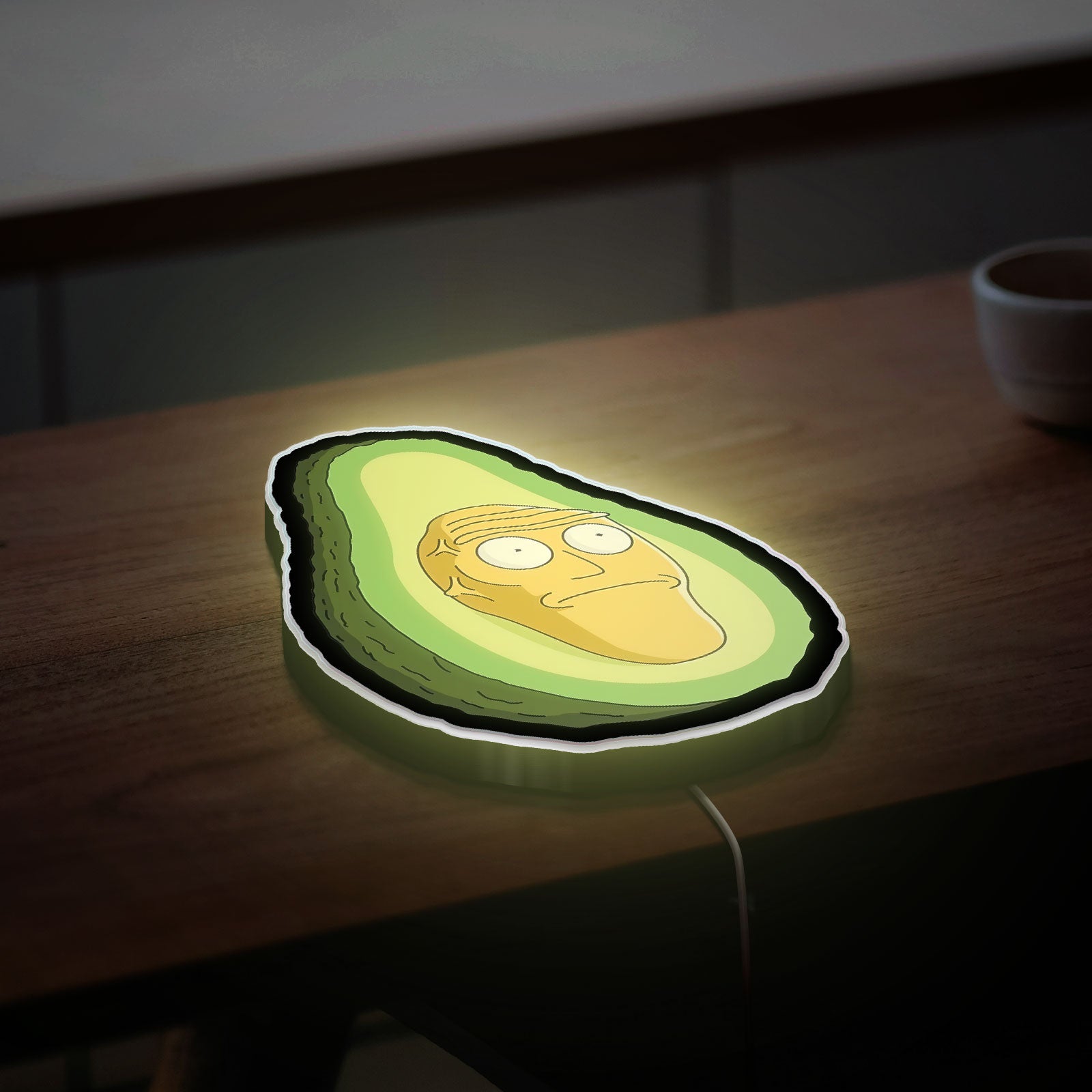 Avocado Rick LED Light - Rick and Morty Glow Art, Funny Cartoon Night Light, Unique Gift for Fans with Humorous Design 