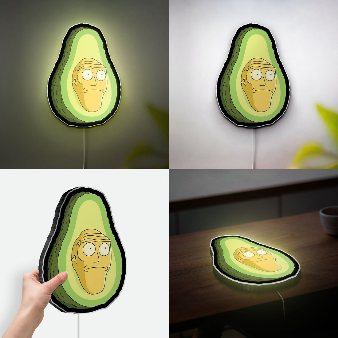 Avocado Rick LED Light - Rick and Morty Glow Art, Funny Cartoon Night Light, Unique Gift for Fans with Humorous Design 