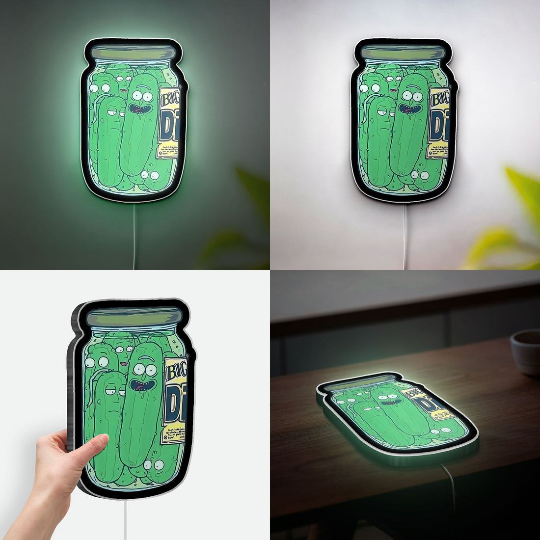 Pickle Rick Glow Light - Sci-Fi LED Night Lamp, Rick and Morty Inspired Decor, Funny Cartoon Gift for Fans
