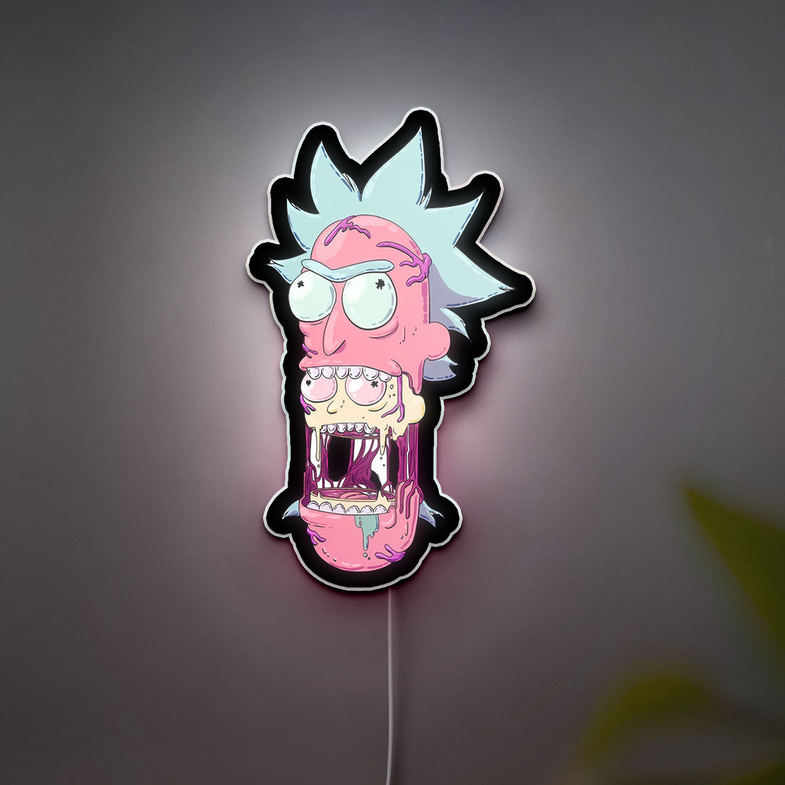 Rick and Morty Glow Wall Art - Trippy Cartoon LED Night Light, Sci-Fi Room Decor, Funny Gift for Fans