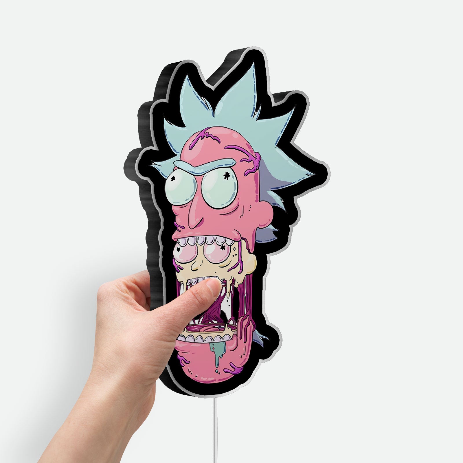 Rick and Morty Glow Wall Art - Trippy Cartoon LED Night Light, Sci-Fi Room Decor, Funny Gift for Fans