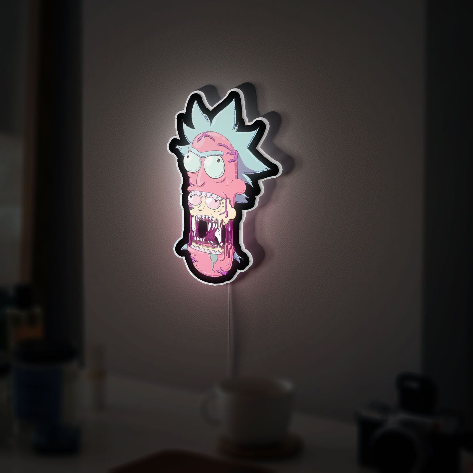 Rick and Morty Glow Wall Art - Trippy Cartoon LED Night Light, Sci-Fi Room Decor, Funny Gift for Fans