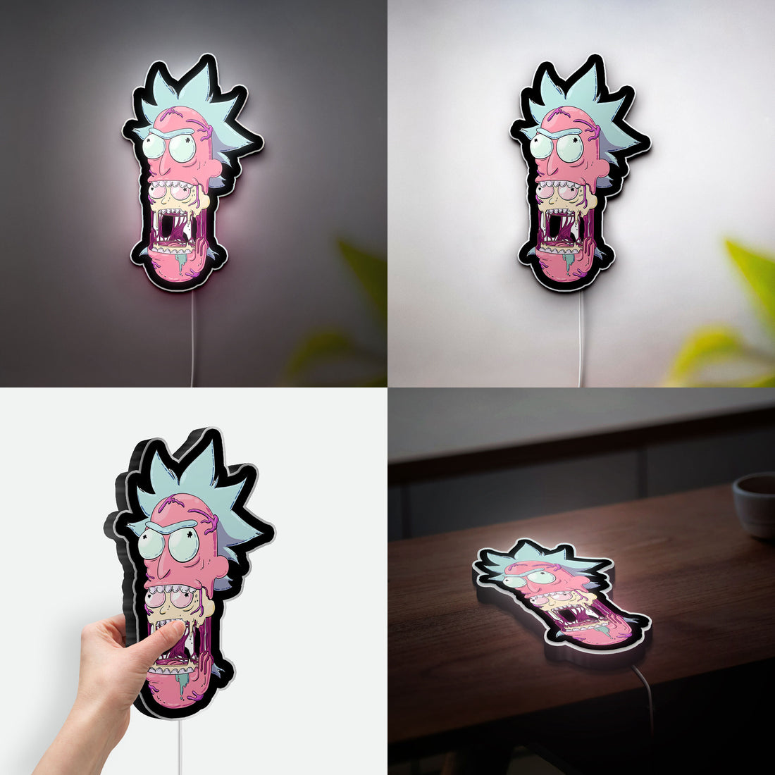 Rick and Morty Glow Wall Art - Trippy Cartoon LED Night Light, Sci-Fi Room Decor, Funny Gift for Fans