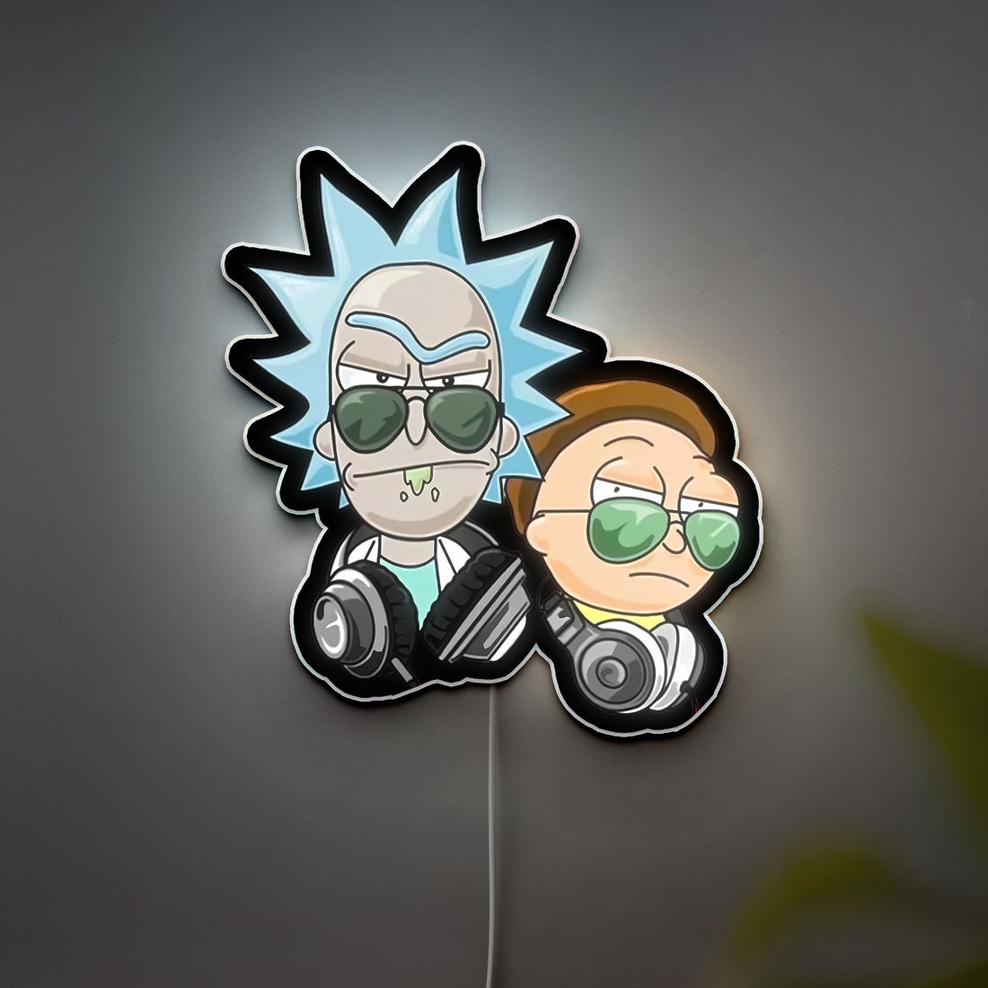 Rick and Morty Glow Wall Art - LED Cartoon Night Light, Sci-Fi Bedroom Decor, Funny Gift for Fans