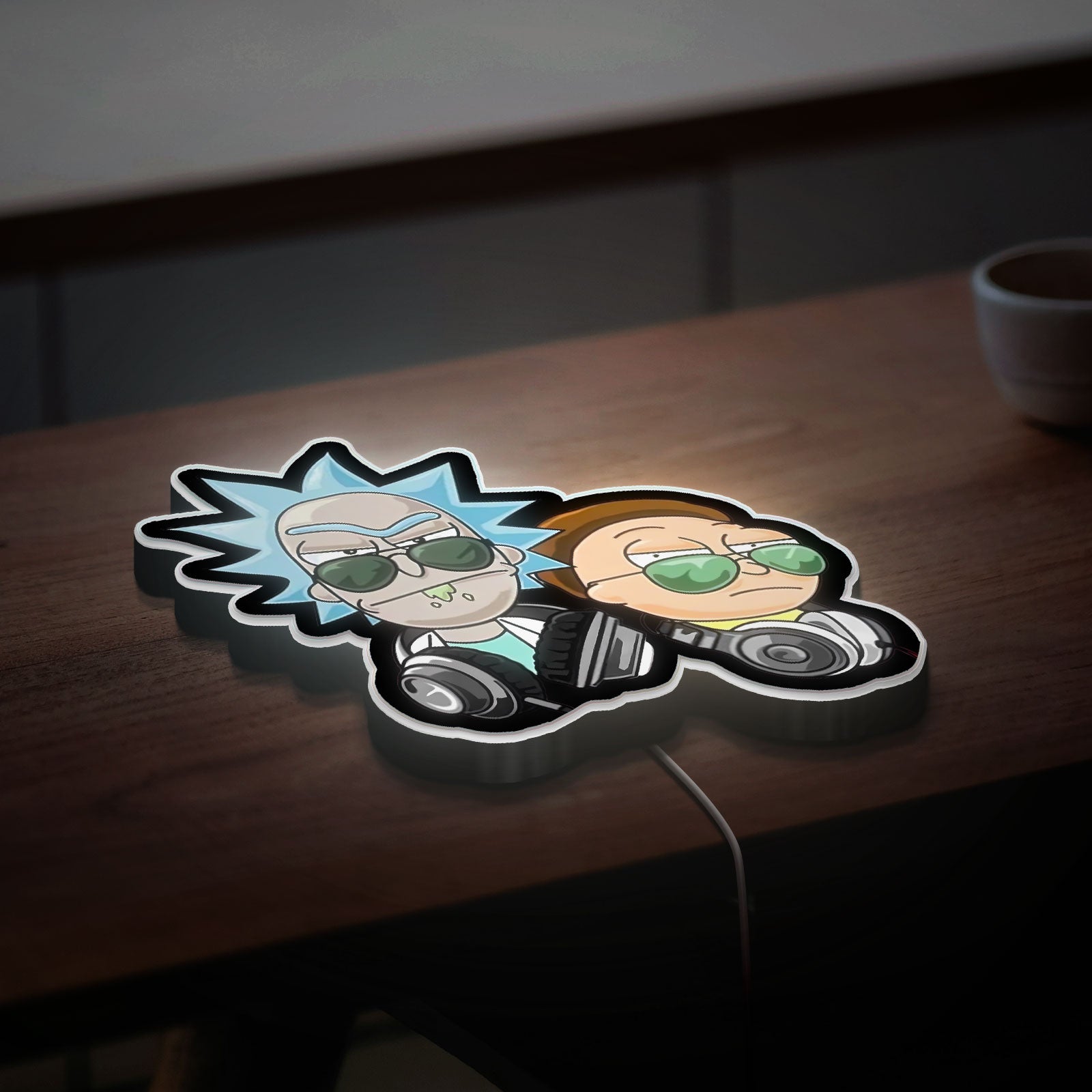 Rick and Morty Glow Wall Art - LED Cartoon Night Light, Sci-Fi Bedroom Decor, Funny Gift for Fans