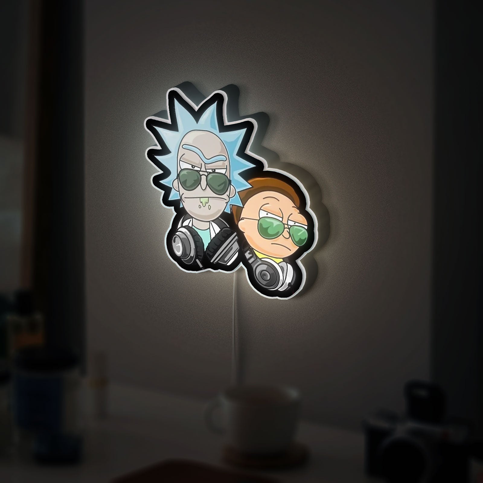 Rick and Morty Glow Wall Art - LED Cartoon Night Light, Sci-Fi Bedroom Decor, Funny Gift for Fans