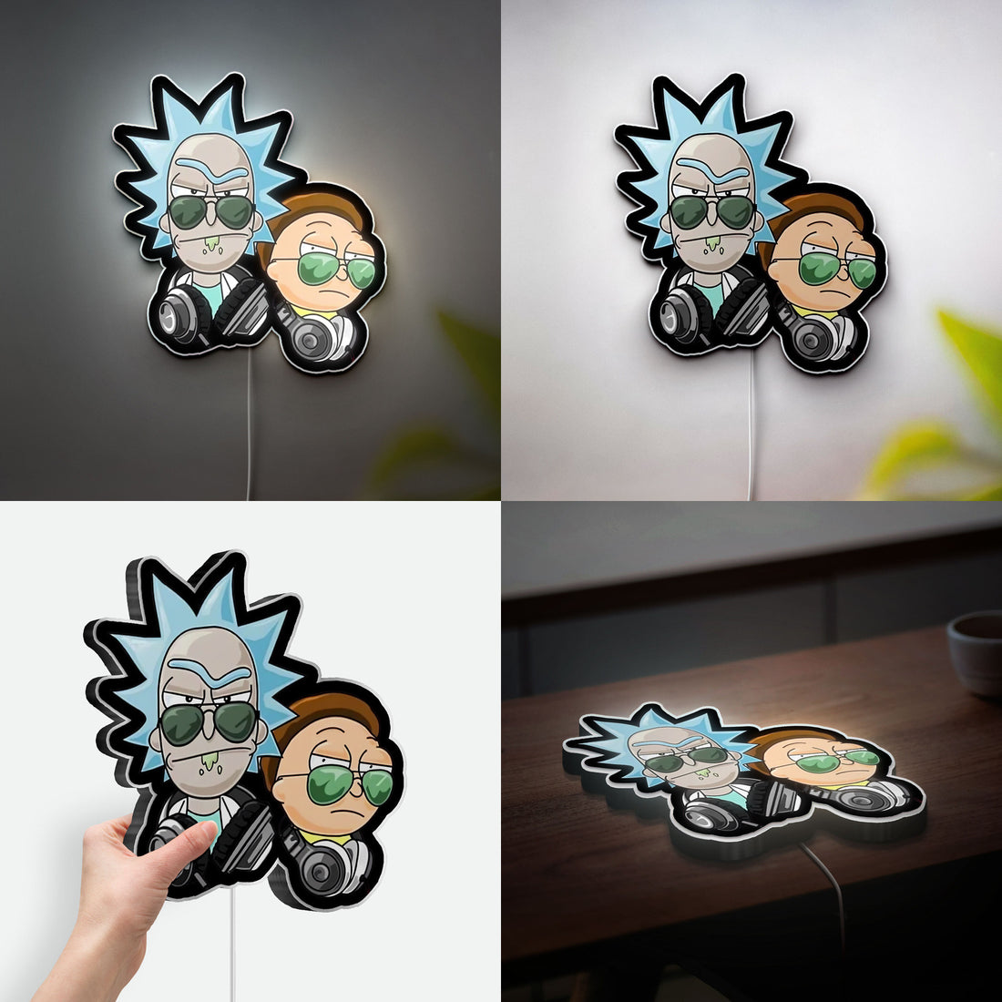 Rick and Morty Glow Wall Art - LED Cartoon Night Light, Sci-Fi Bedroom Decor, Funny Gift for Fans