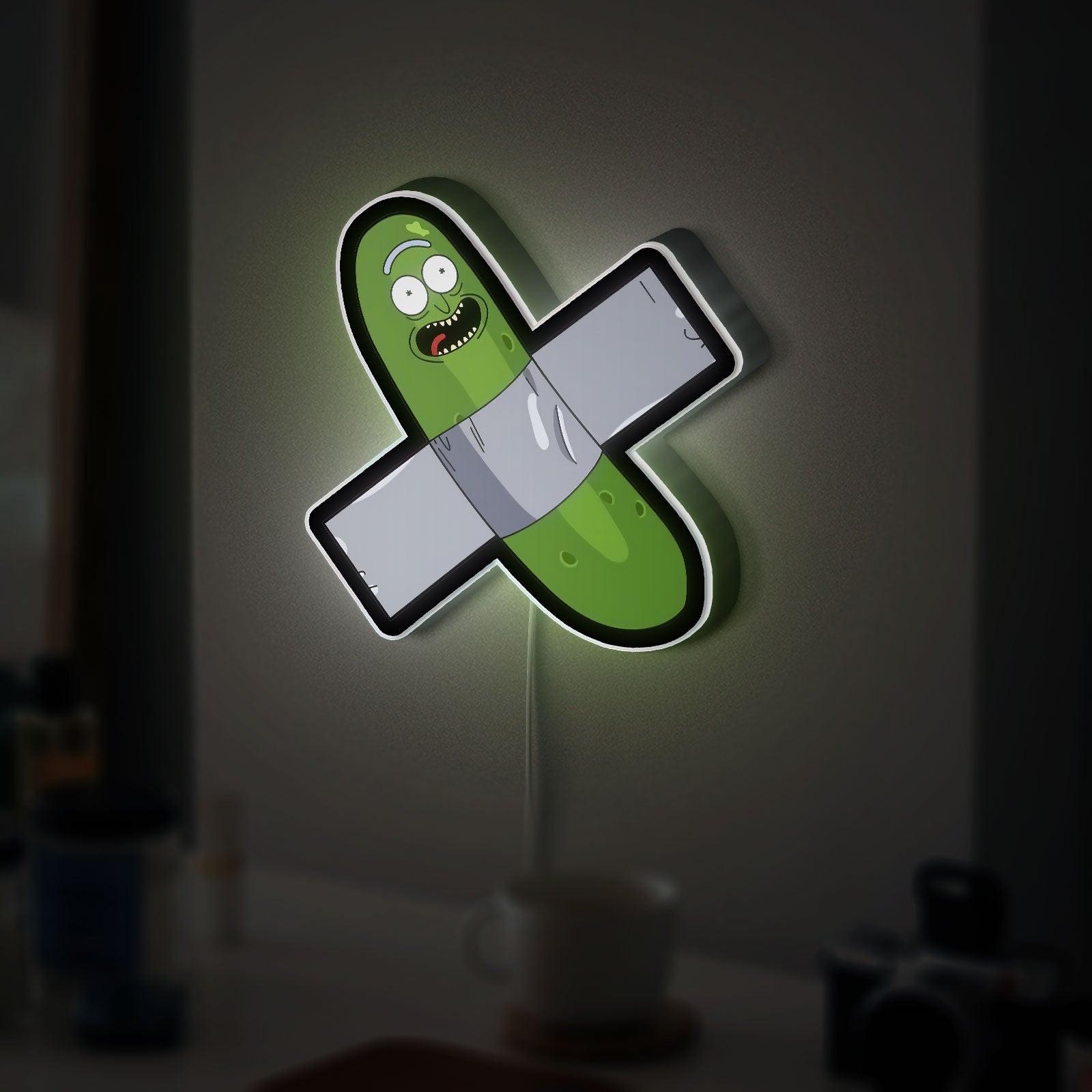 Pickle Rick Glow Light - Rick and Morty LED Night Light, Funny Character Wall Decor, Sci-Fi Fan Gift
