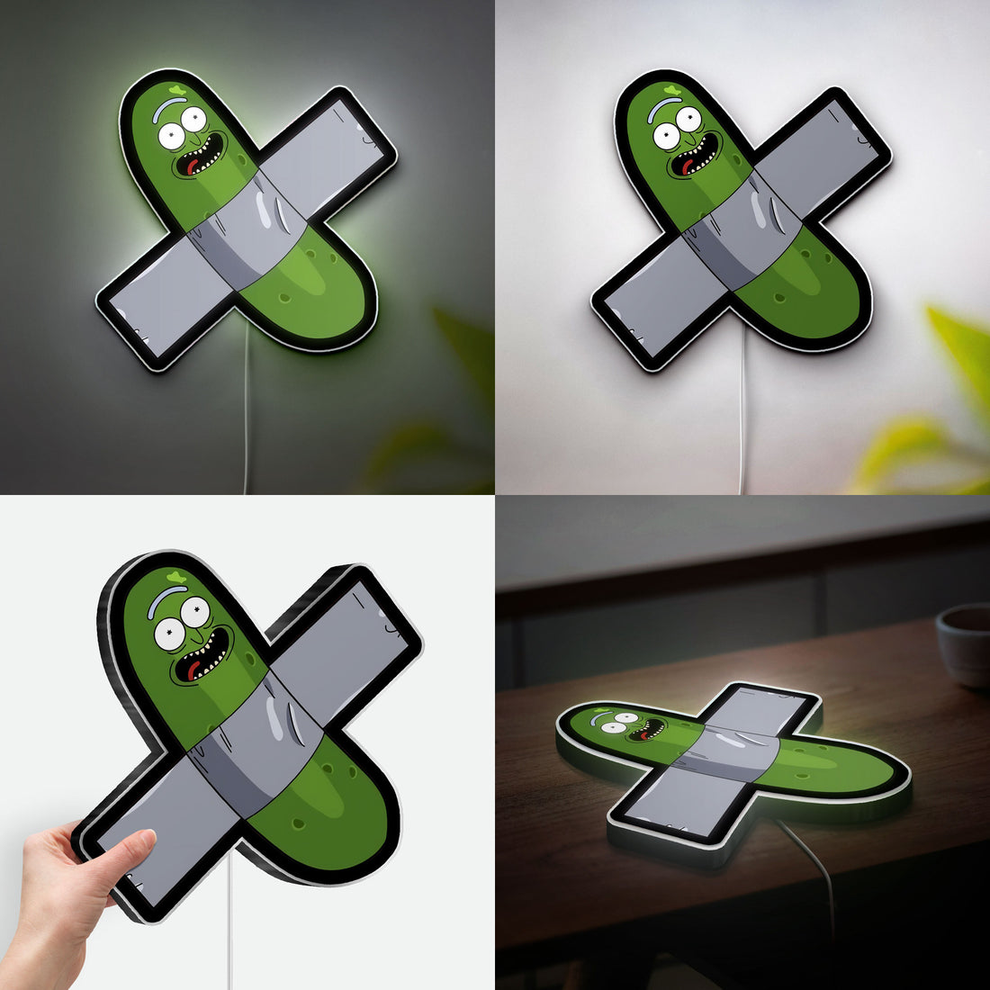Pickle Rick Glow Light - Rick and Morty LED Night Light, Funny Character Wall Decor, Sci-Fi Fan Gift
