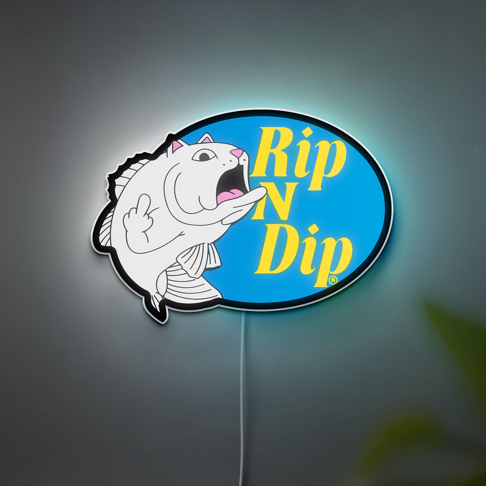 RIPNDIP Catfish LED Light - Funny Glow Sign, Novelty Room Decor with Playful Design, Cool Gift for Streetwear Fans
