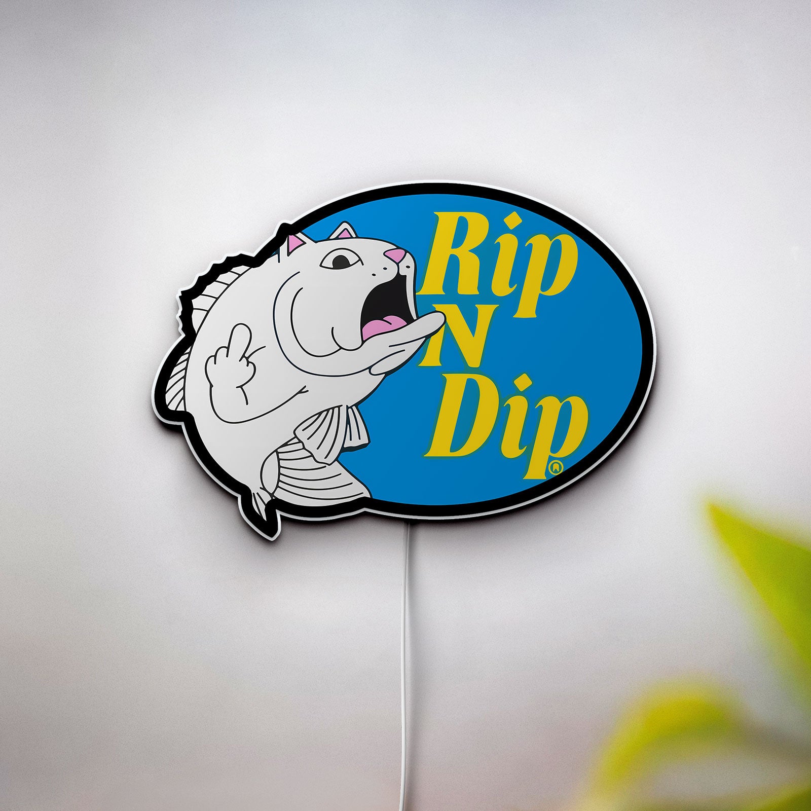 RIPNDIP Catfish LED Light - Funny Glow Sign, Novelty Room Decor with Playful Design, Cool Gift for Streetwear Fans

