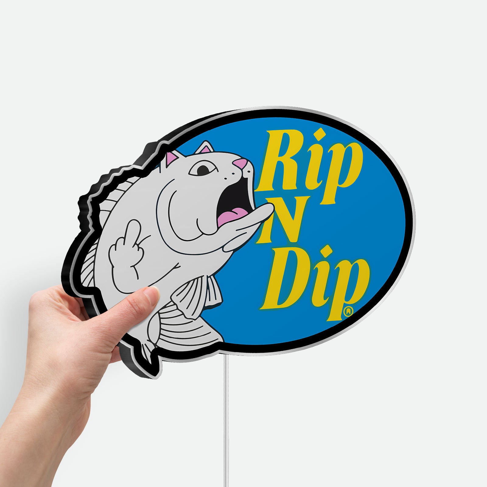 RIPNDIP Catfish LED Light - Funny Glow Sign, Novelty Room Decor with Playful Design, Cool Gift for Streetwear Fans
