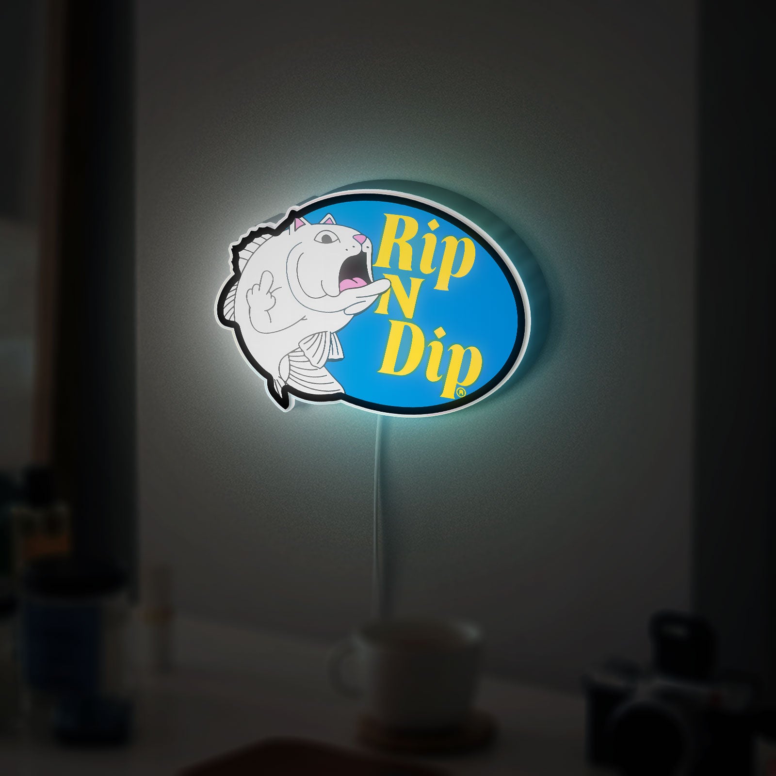 RIPNDIP Catfish LED Light - Funny Glow Sign, Novelty Room Decor with Playful Design, Cool Gift for Streetwear Fans
