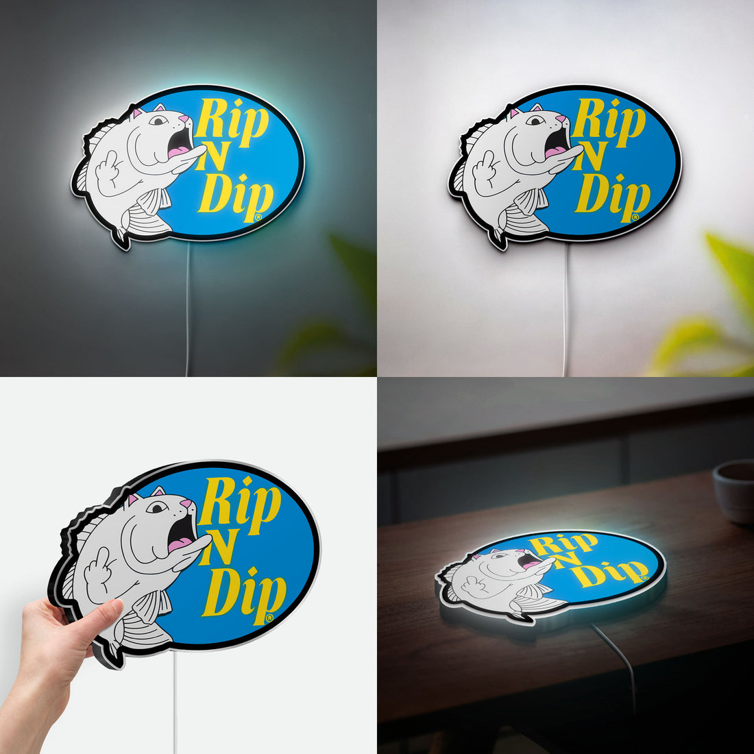 RIPNDIP Catfish LED Light - Funny Glow Sign, Novelty Room Decor with Playful Design, Cool Gift for Streetwear Fans
