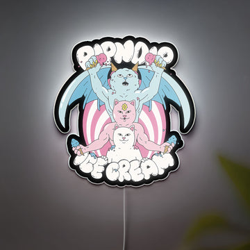 RipNDIP Cat Glow Light - Playful LED Wall Decor, Funky Night Lamp for Streetwear Fans, Cool Bedroom Light
