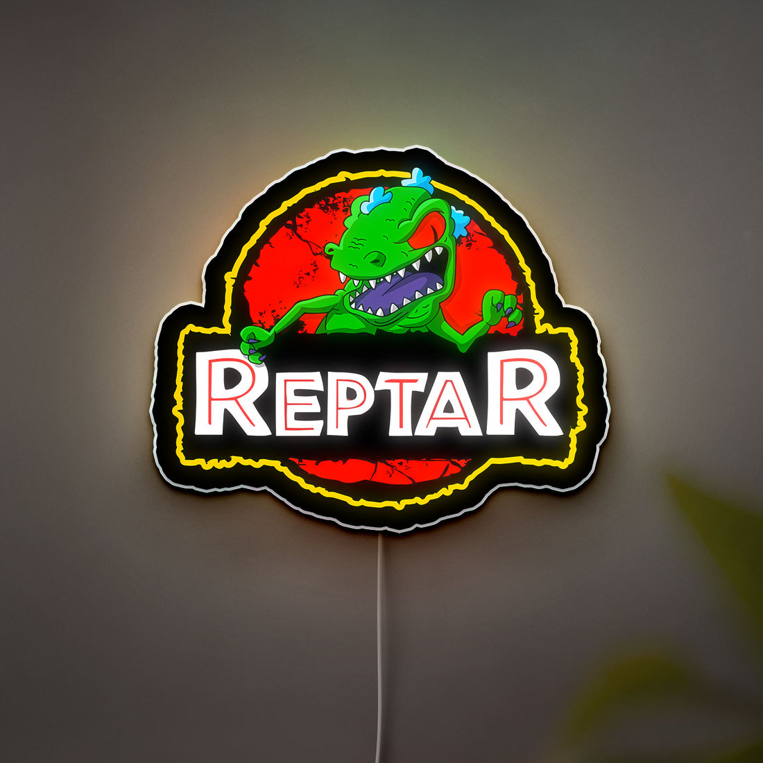 Reptar Glow Light - 90s Cartoon Night Lamp, Rugrats Inspired LED Sign, Nostalgic Kids Room Decor
