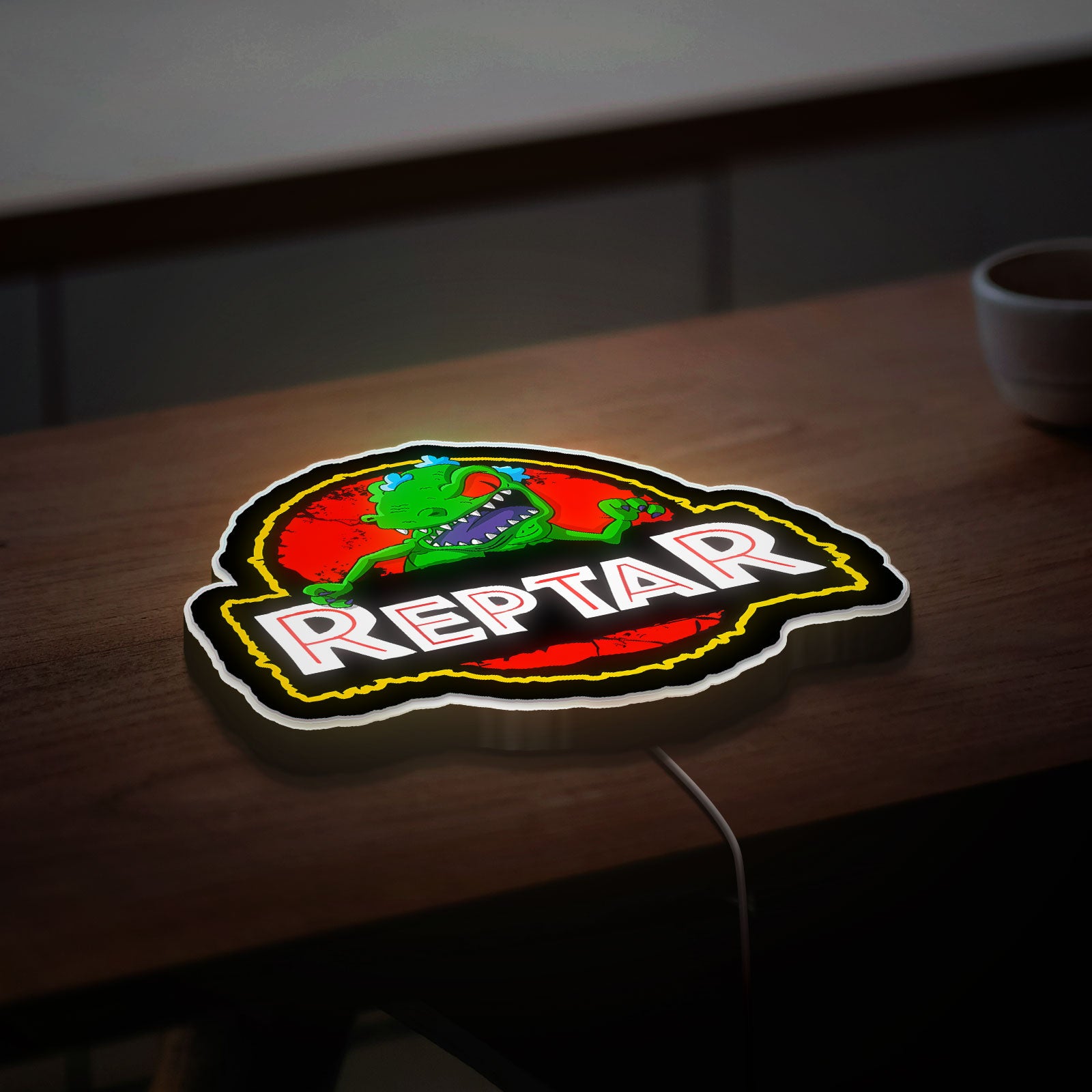 Reptar Glow Light - 90s Cartoon Night Lamp, Rugrats Inspired LED Sign, Nostalgic Kids Room Decor
