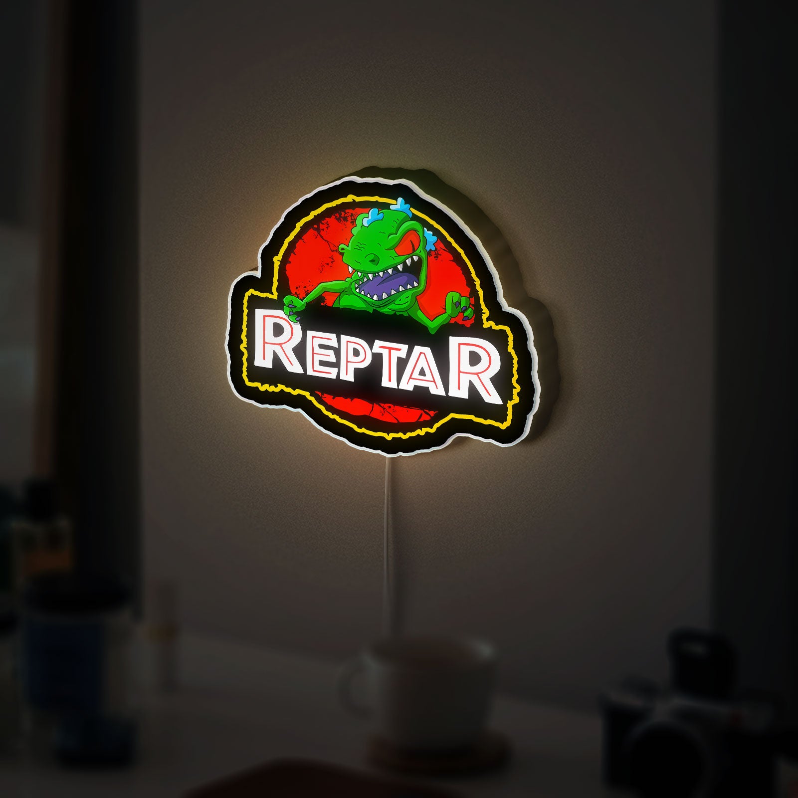 Reptar Glow Light - 90s Cartoon Night Lamp, Rugrats Inspired LED Sign, Nostalgic Kids Room Decor
