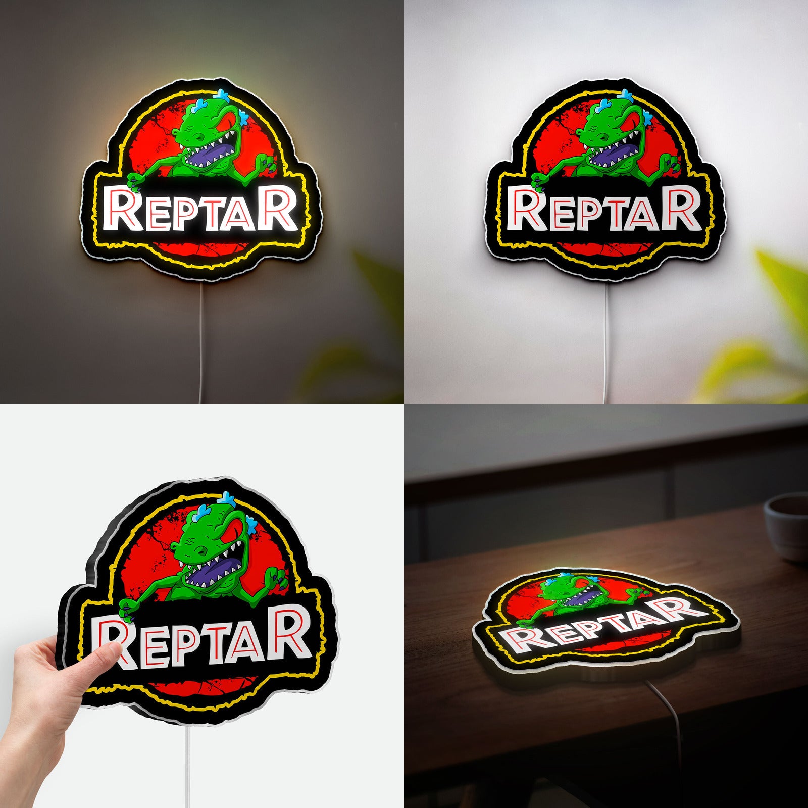 Reptar Glow Light - 90s Cartoon Night Lamp, Rugrats Inspired LED Sign, Nostalgic Kids Room Decor
