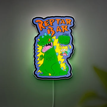 Reptar Glow Light - Rugrats Cartoon LED Night Light, 90s Nickelodeon Decor, Retro Kids Room Sign
